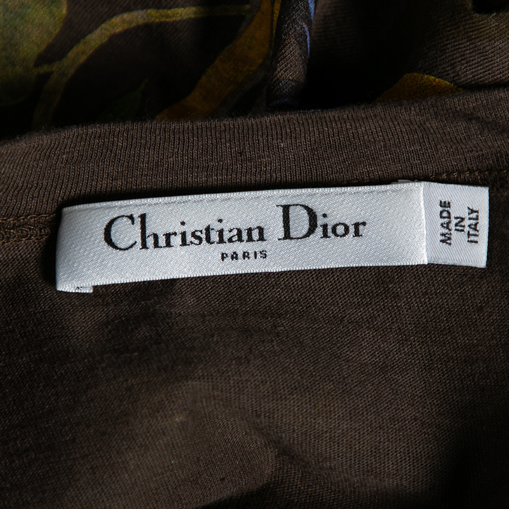 Dior Brown Printed Cotton Short Sleeve T-Shirt M
