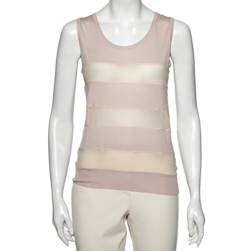 Dior Bicolor Wool And Silk Striped Sleeveless Jumper M
