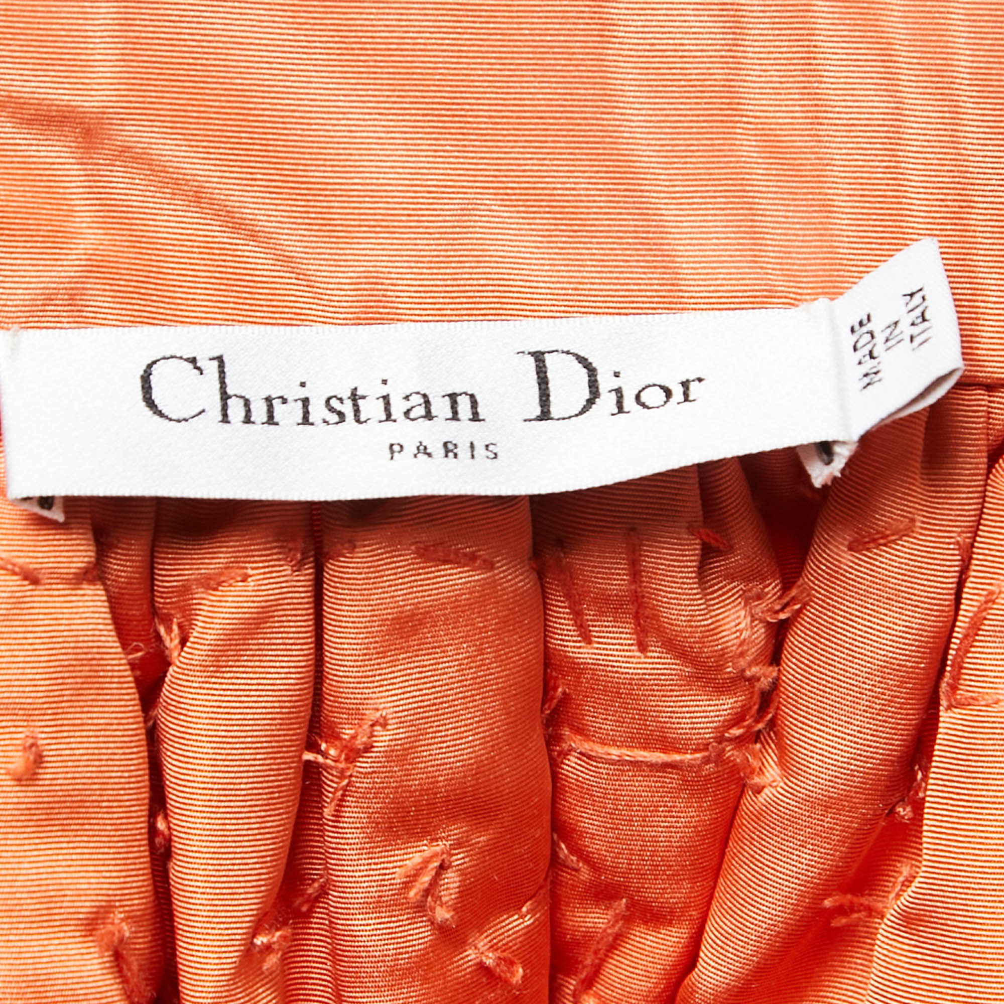Christian Dior Orange Silk Embellished Off Shoulder Top M
