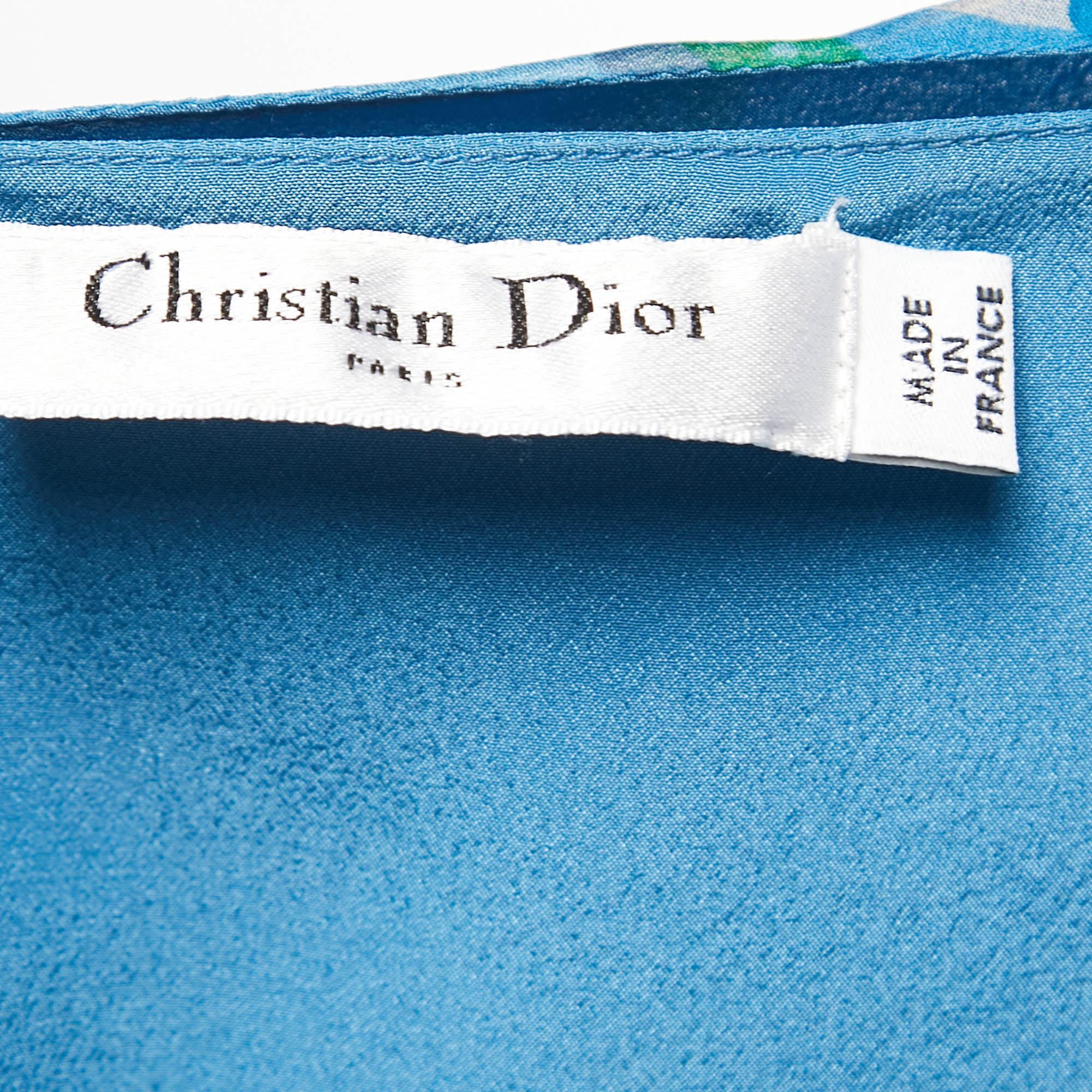 Christian Dior Blue Paisley Printed One Shoulder Mini Dress L