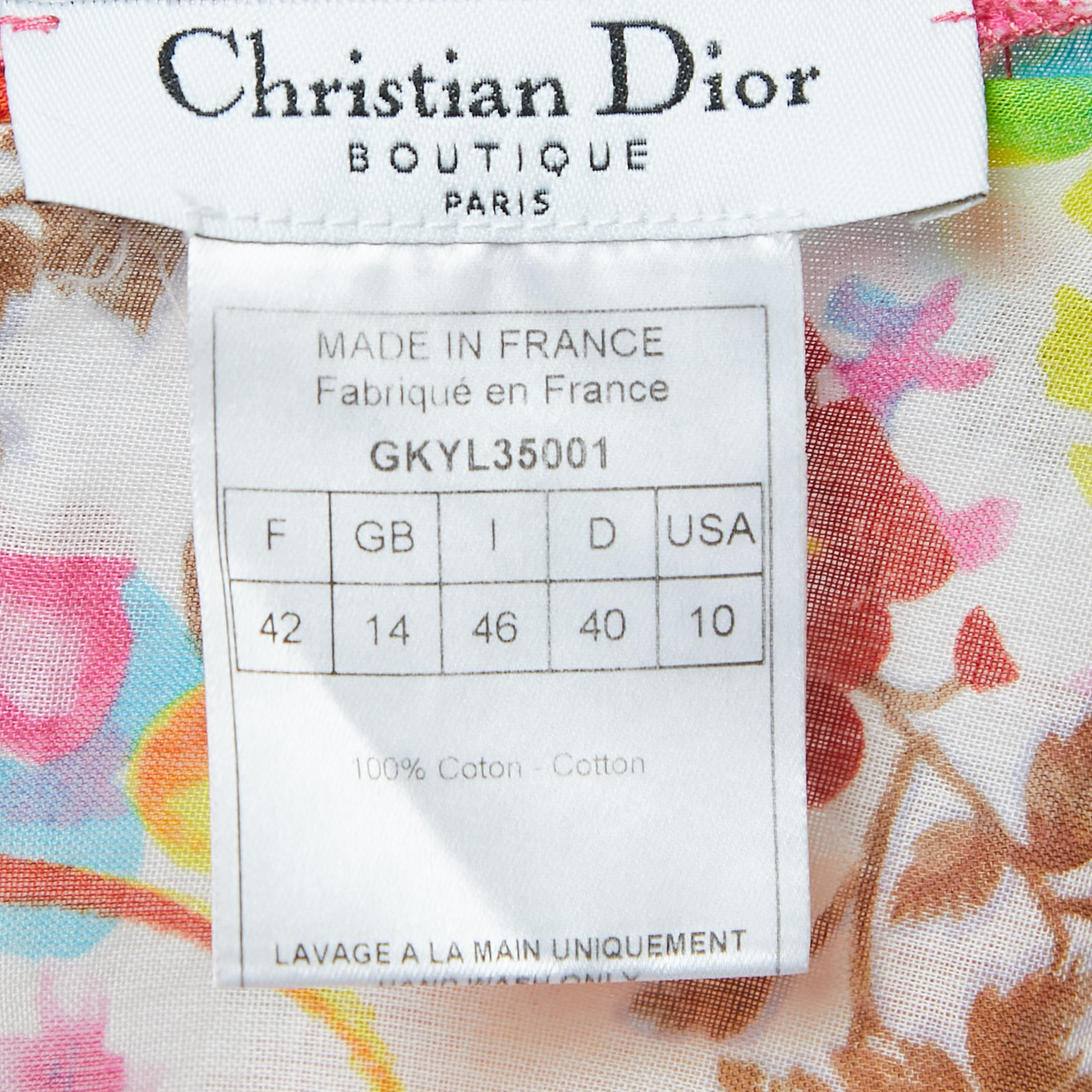 Dior Vintage Multicolor Floral Print Charm Detailed Strappy Blouse L