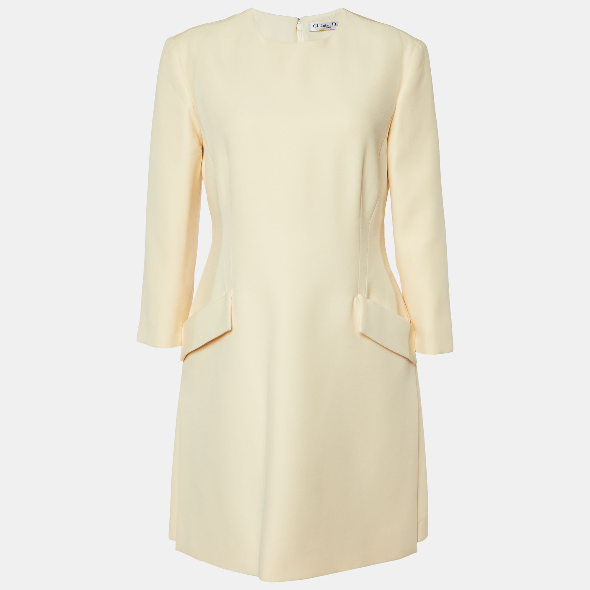 Christian Dior Cream Wool & Silk Mini Dress L