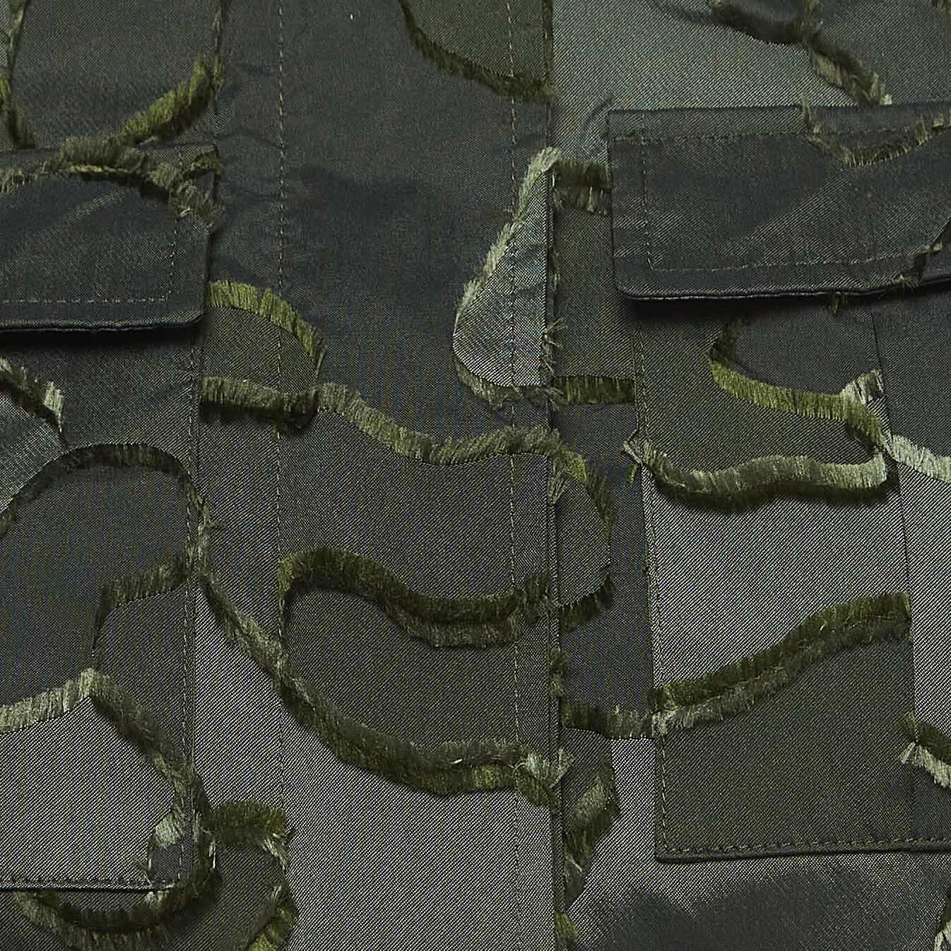Christian Dior Military Green Camouflage Synthetic Zip Front Jacket S