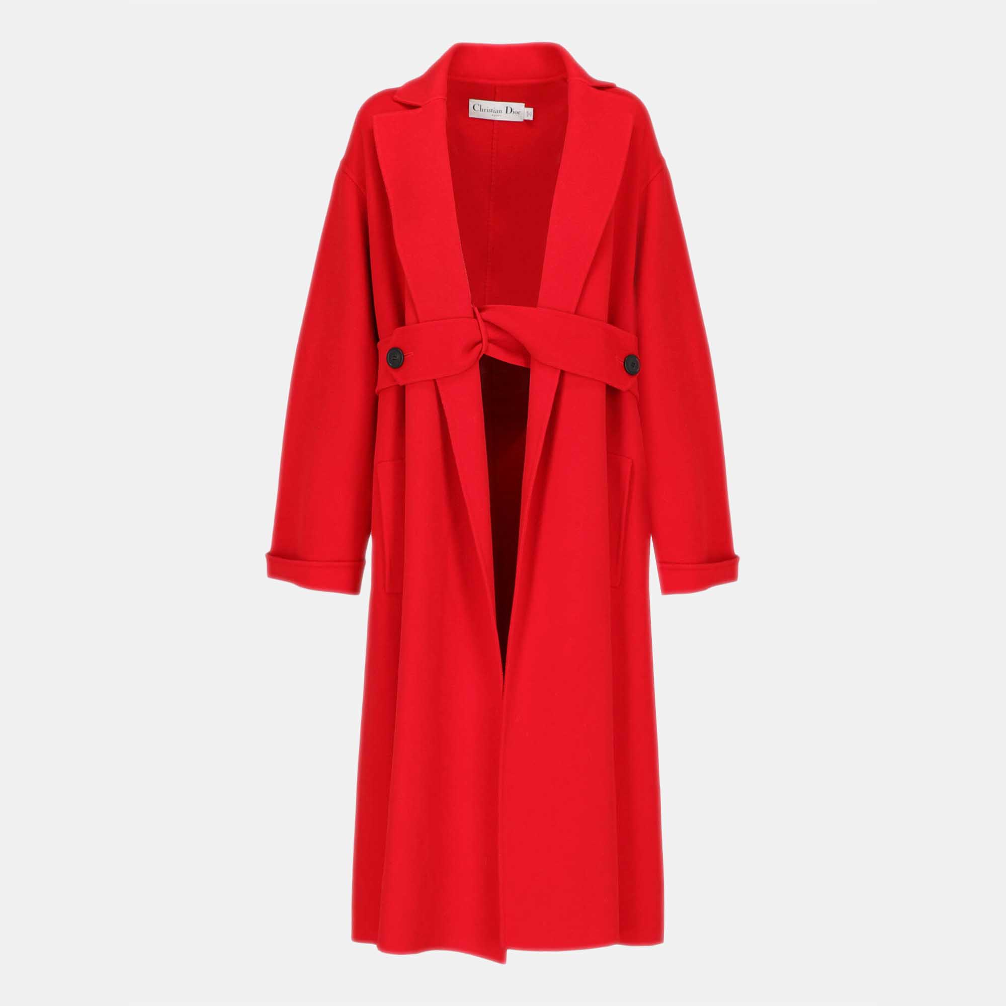 Dior  Women's Wool Single Breasted Coat - Red - S