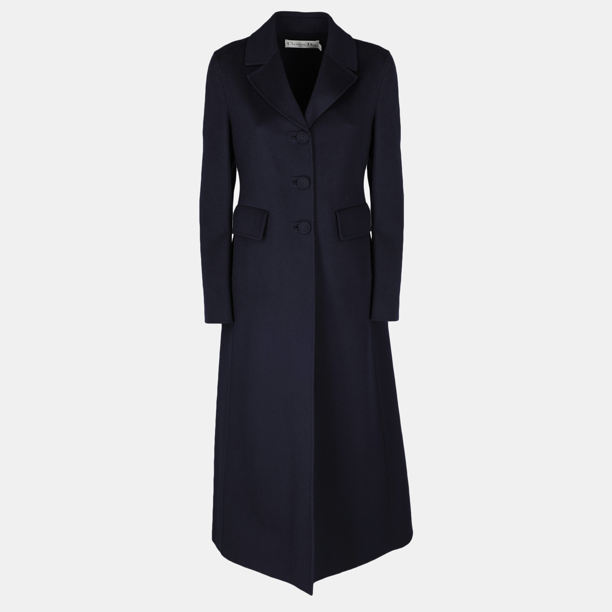 Dior  Women's Wool Single Breasted Coat - Navy - M