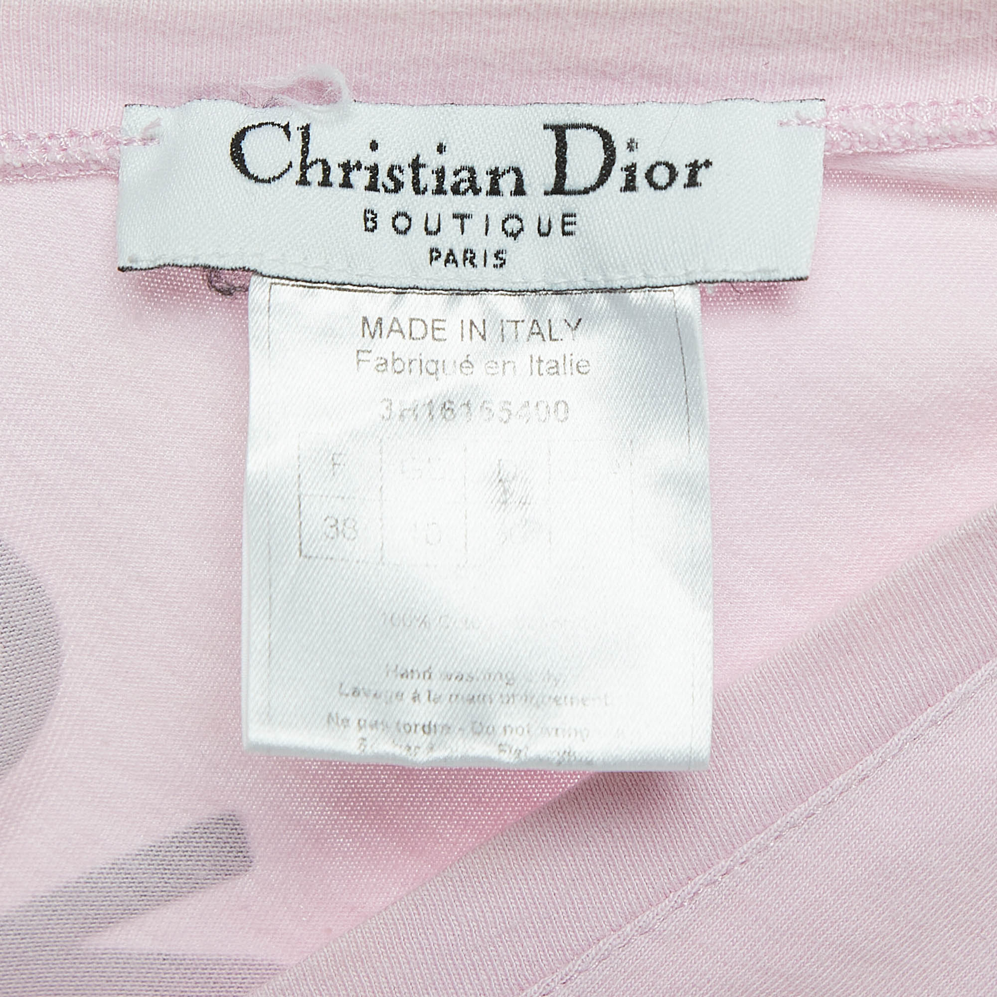 Dior Vintage Logo Patch Cotton V-Neck T-Shirt M