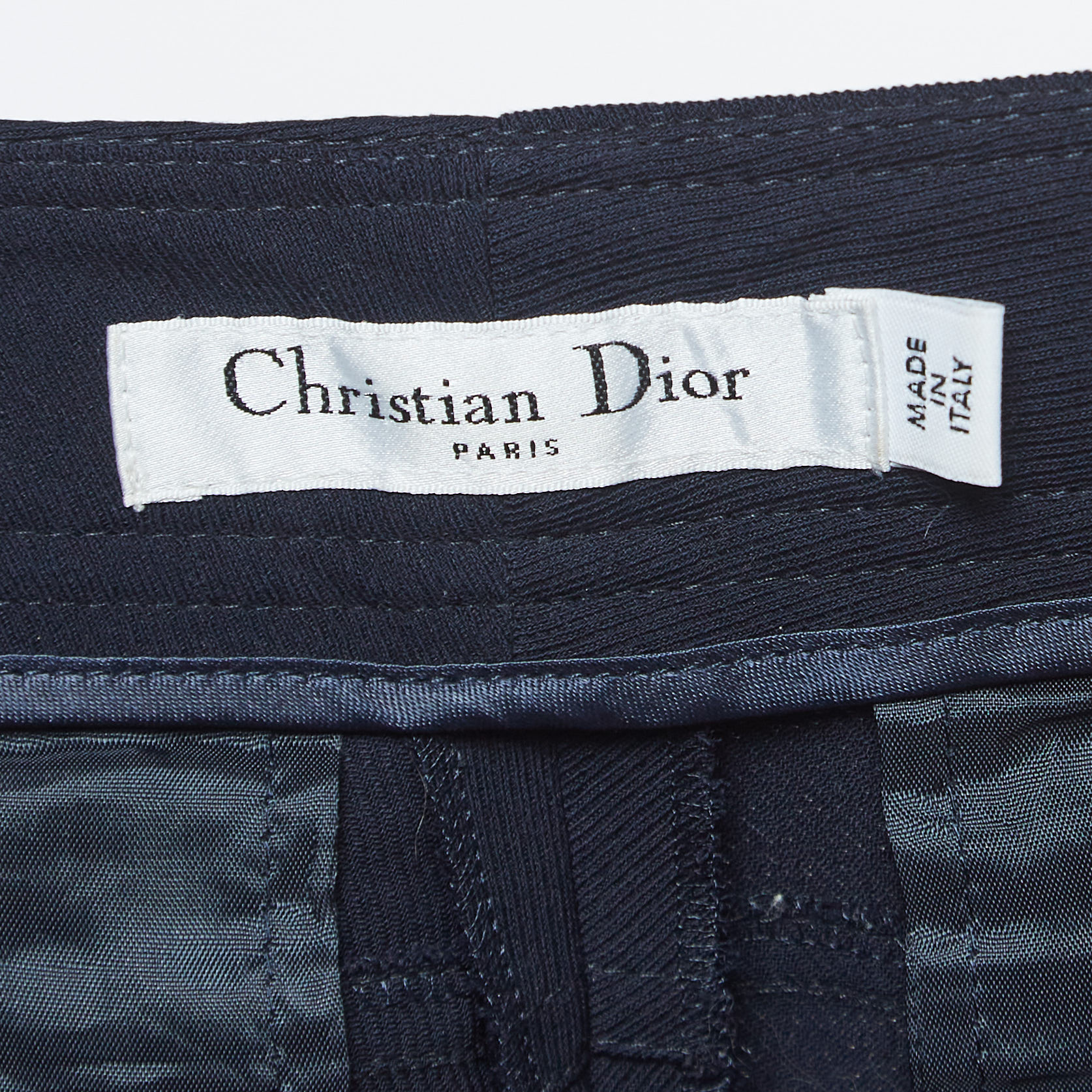 Dior Navy Blue Wool Slim Fit Pants S
