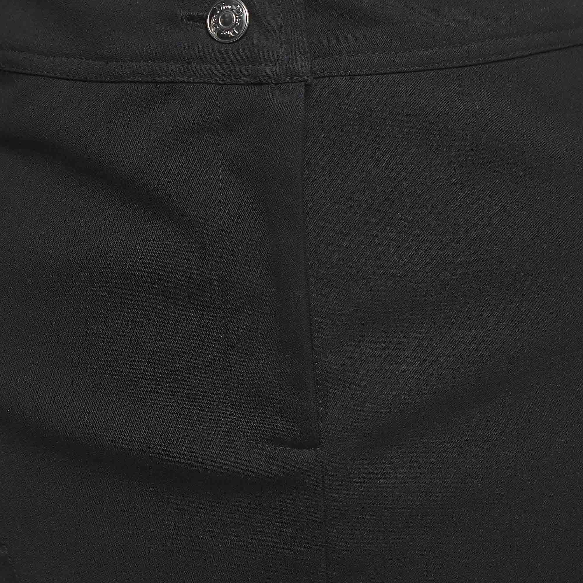 Dior Black Silk Draped Midi Skirt S