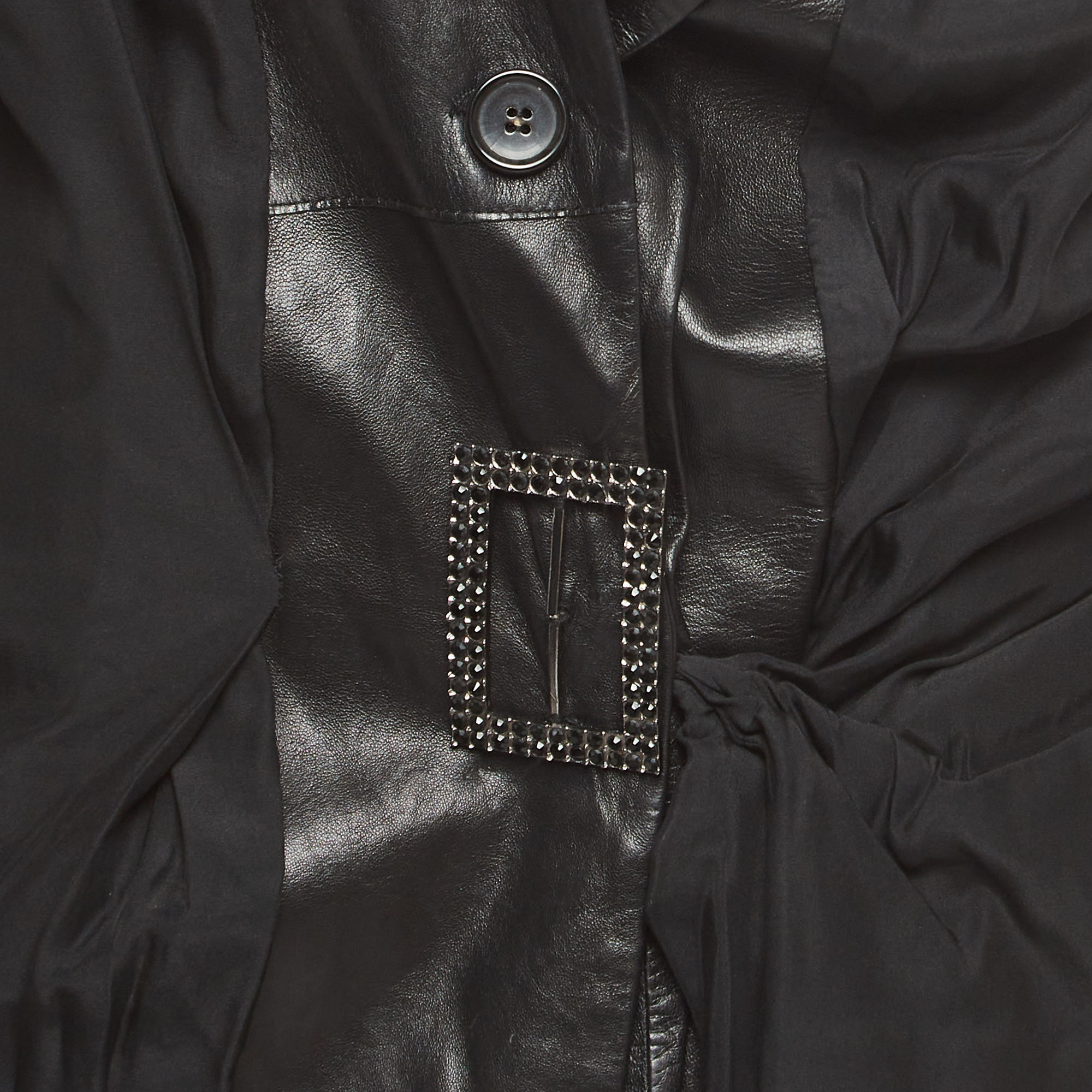 Dior Vintage Black Draped Leather Inside-Out Jacket M