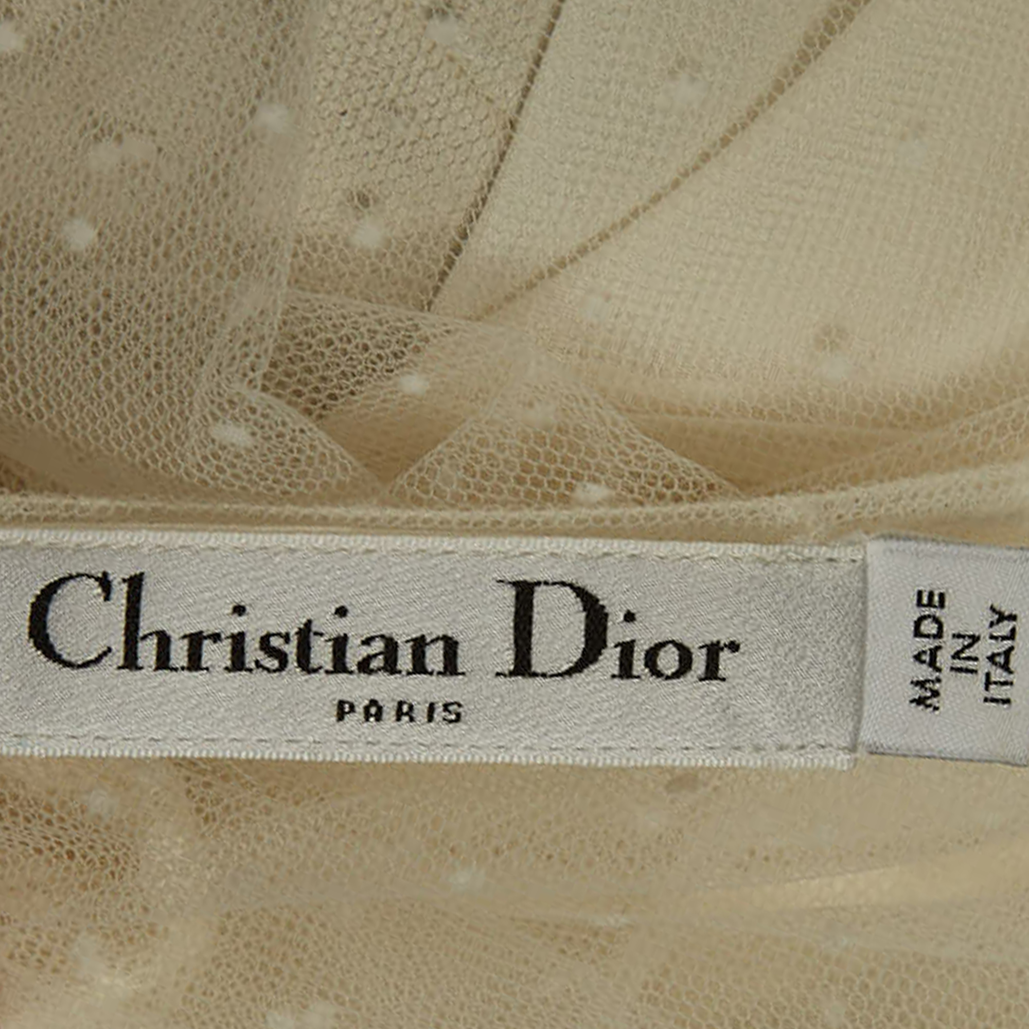 Christian Dior White Dotted Tulle Blouse S