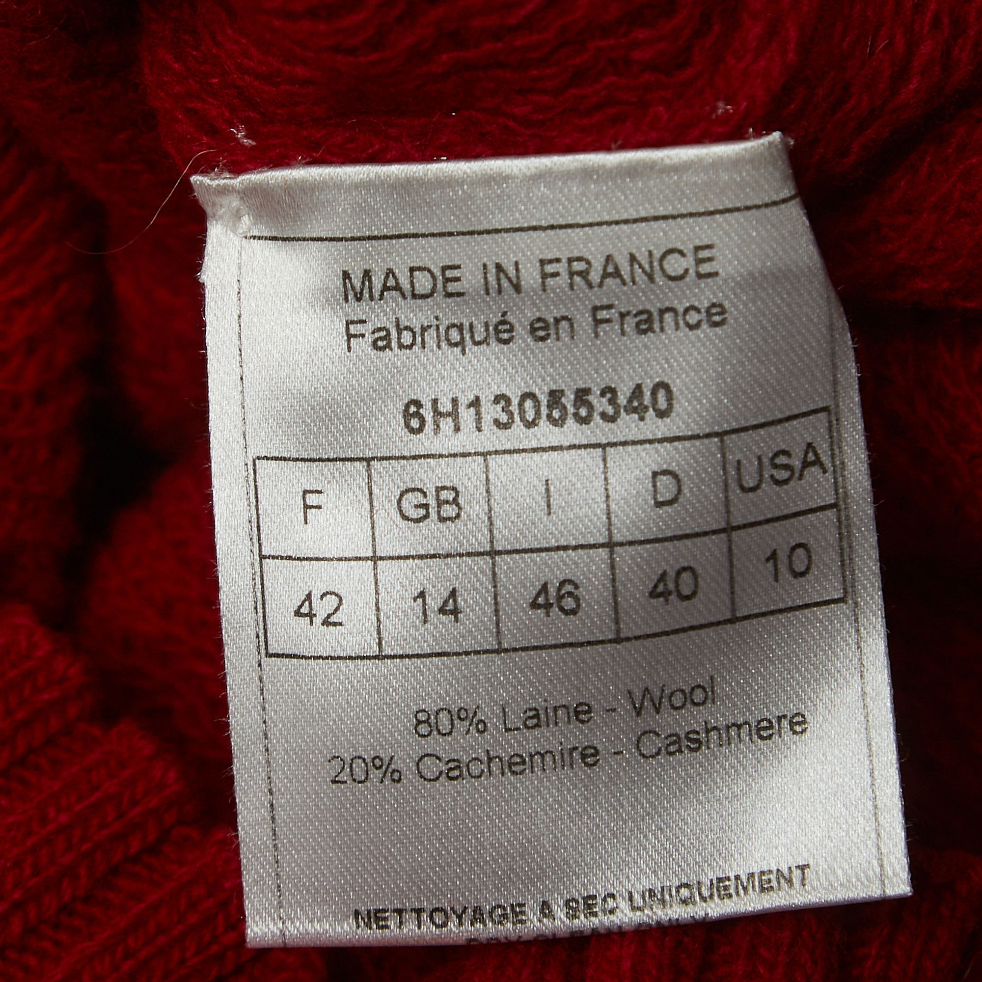 Christian Dior Boutique Red Wool Blend Knit Sweater L