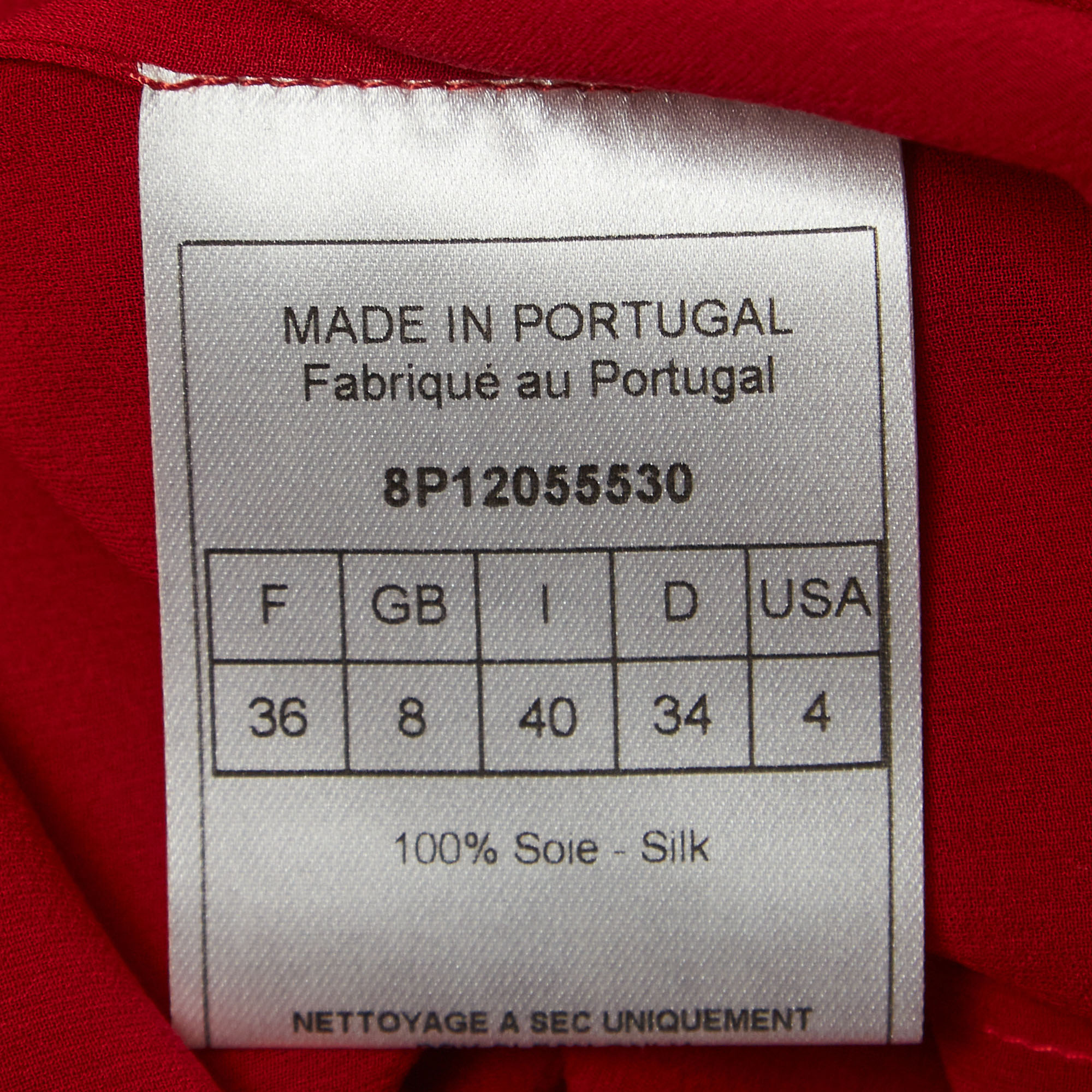 Dior Red Silk Ruffled Semi Sheer Shirt S