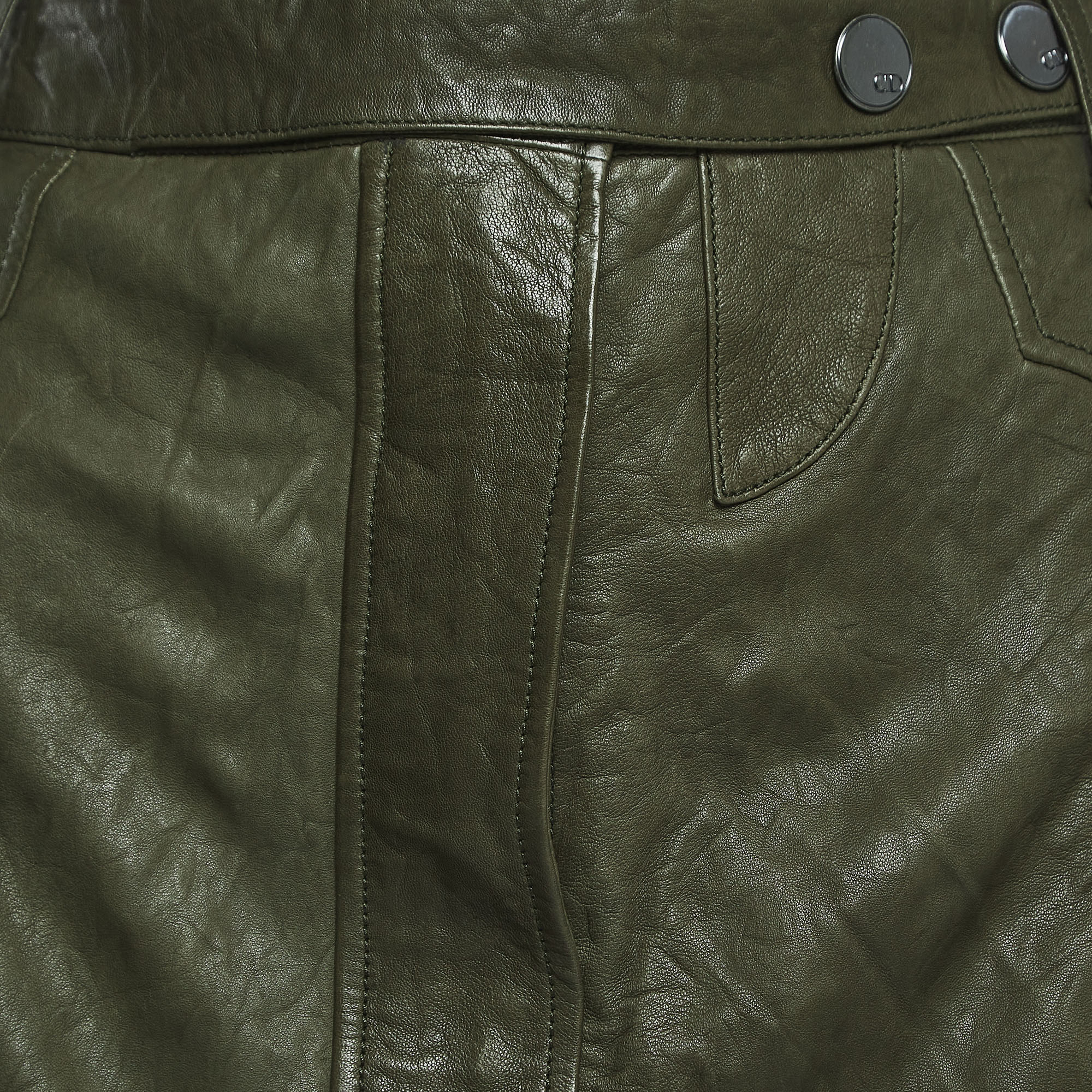 Christian Dior Boutique Green Leather Mini Skirt M