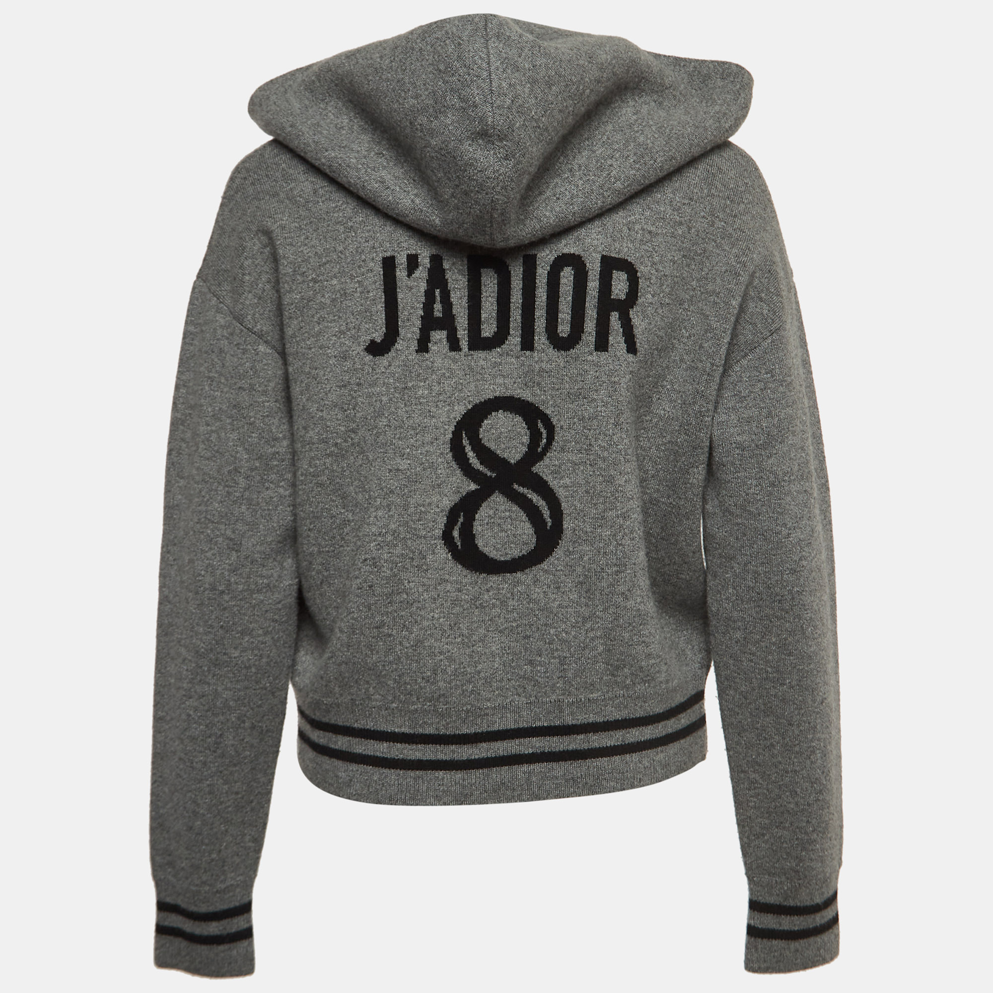 

Dior Grey J'Adior Patterned Cashmere Hooded Sweater
