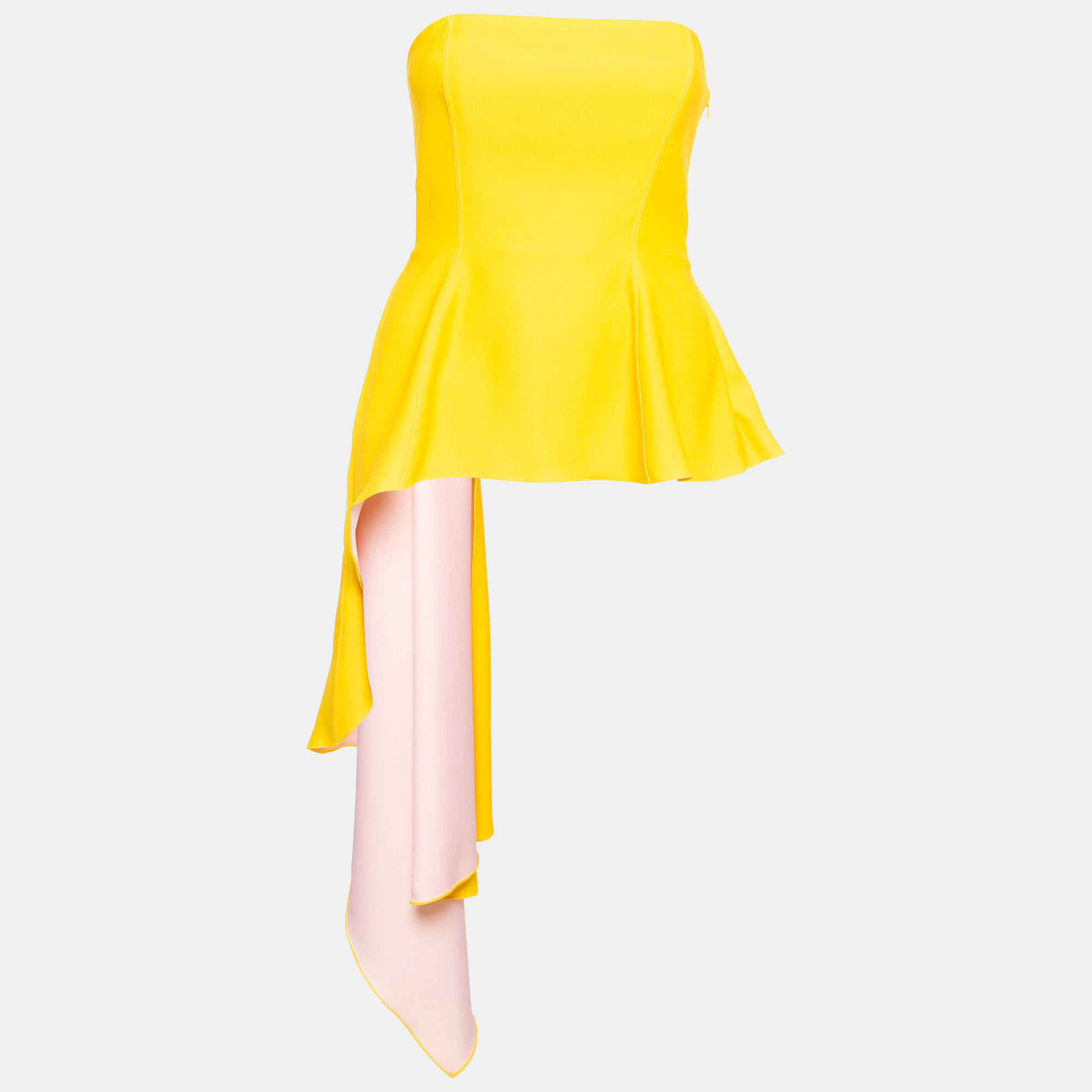 Dior yellow jersey strapless asymmetric corset top m