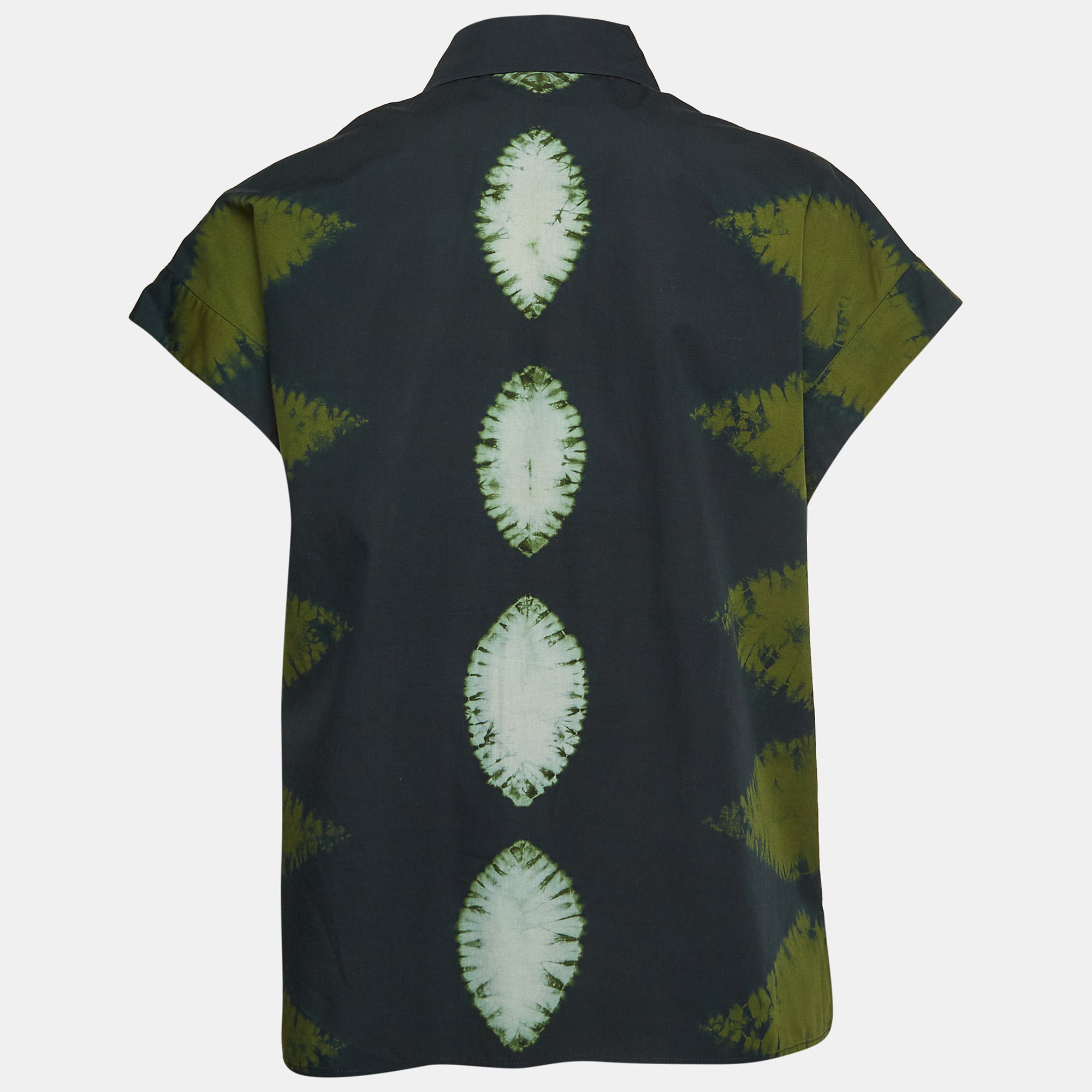 Dior Green Tie Die Print Cotton Short Sleeve Shirt M