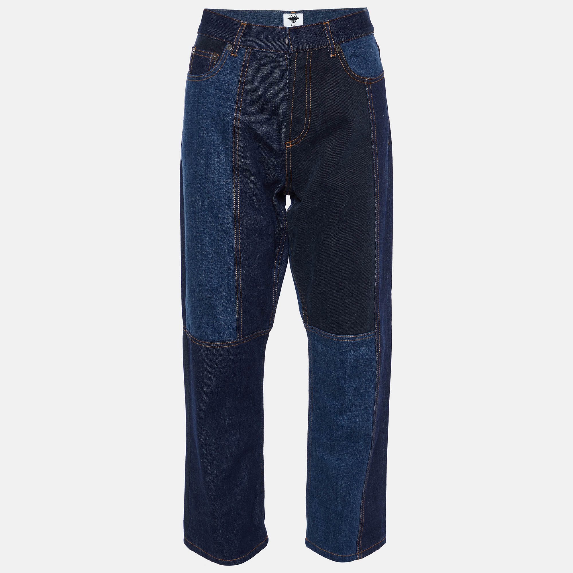 Christian dior blue patchwork denim jeans m