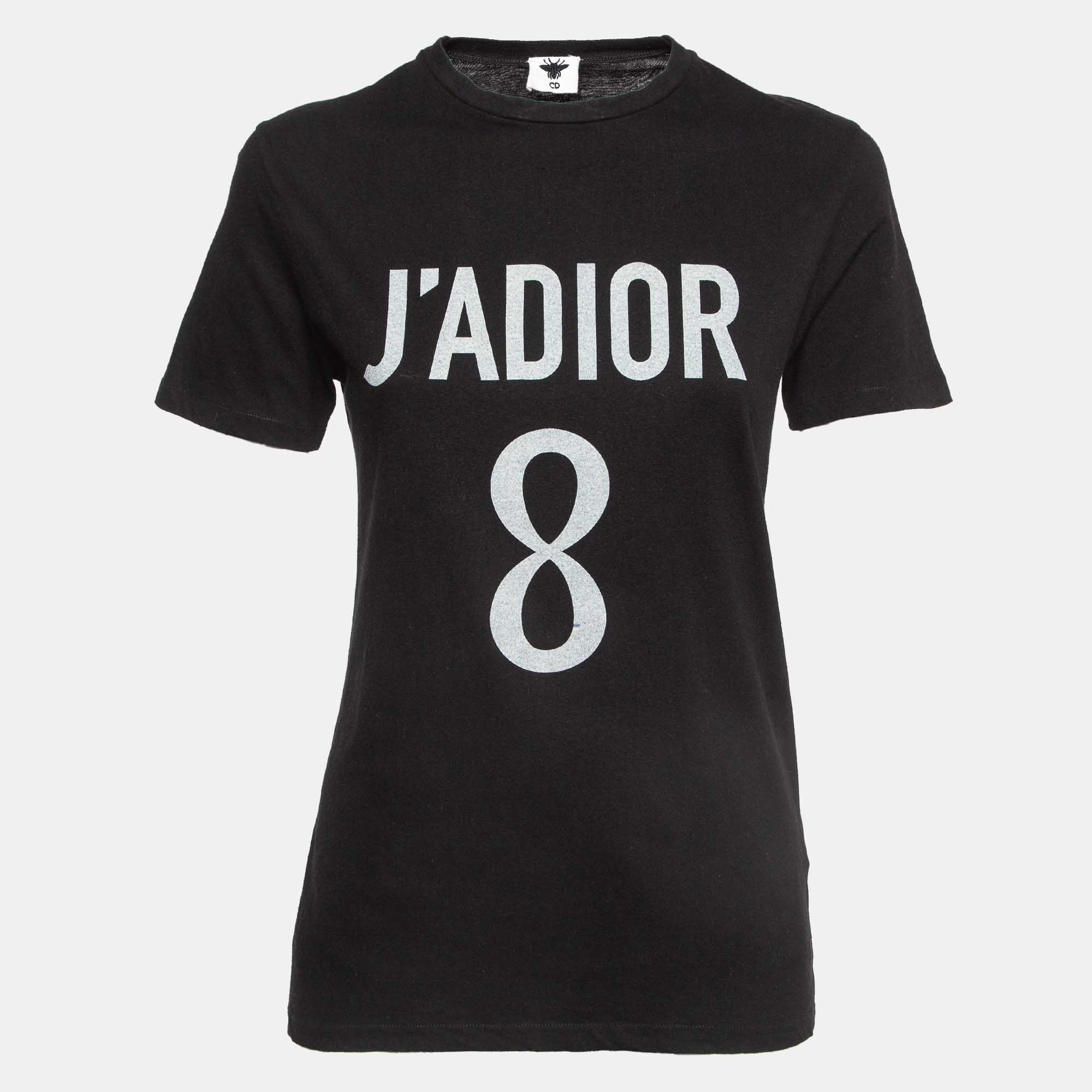 Dior black j'adior 8 jersey t-shirt xs