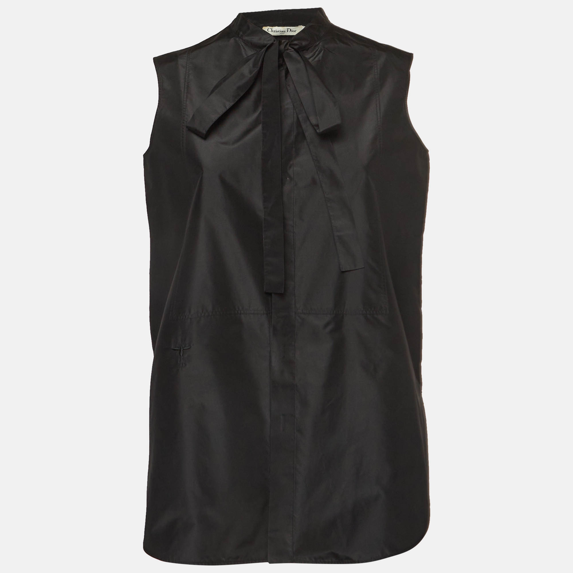 Christian dior black silk sleeveless shirt s