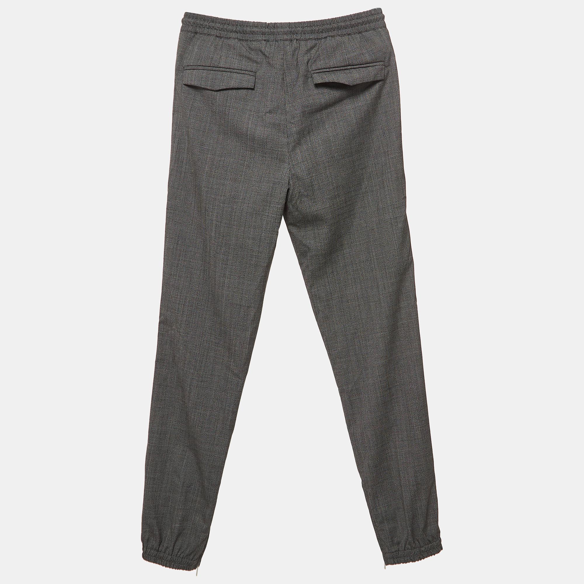 Dior Dark Grey Houndstooth Wool Pants L