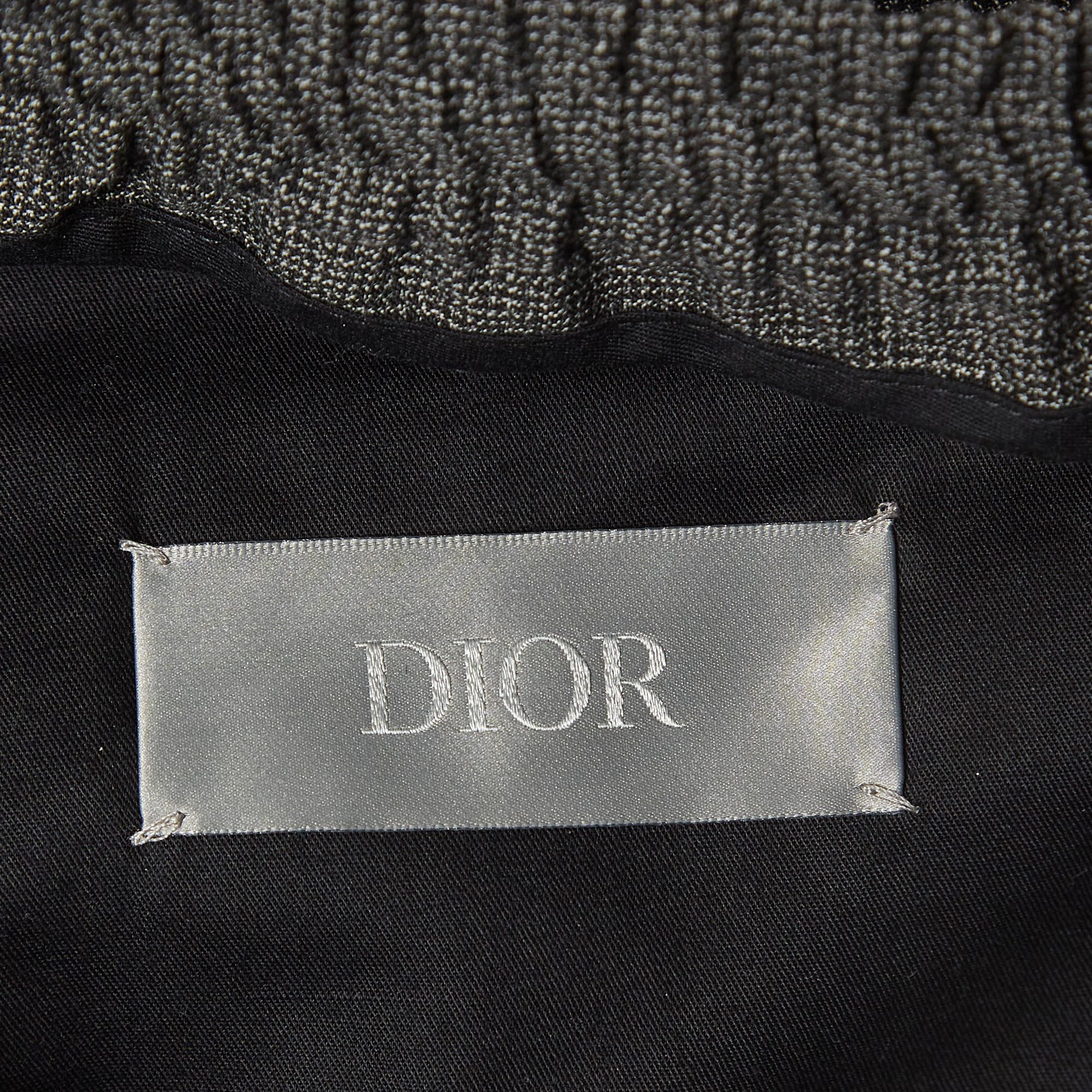 Dior Dark Grey Houndstooth Wool Pants L