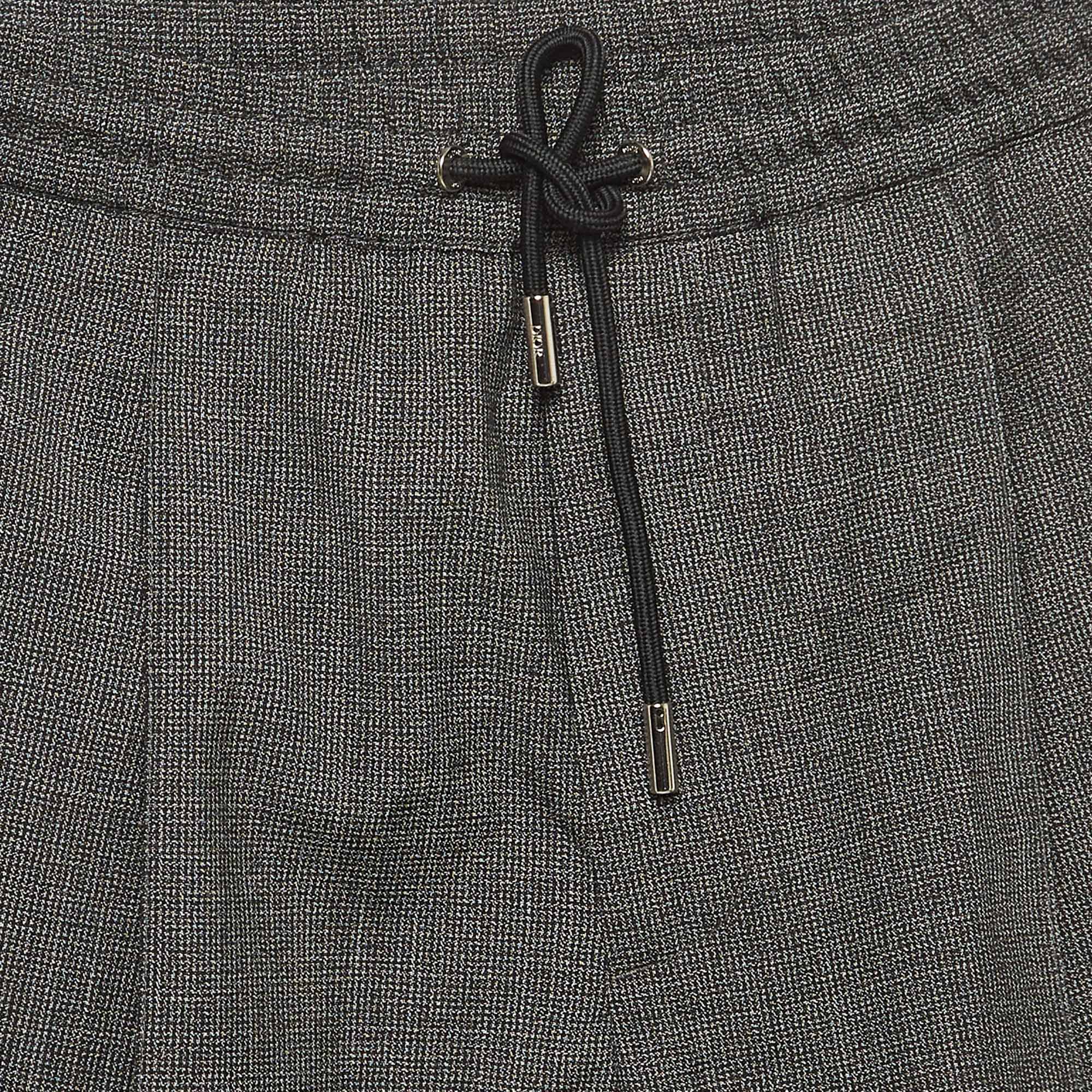 Dior Dark Grey Houndstooth Wool Pants L