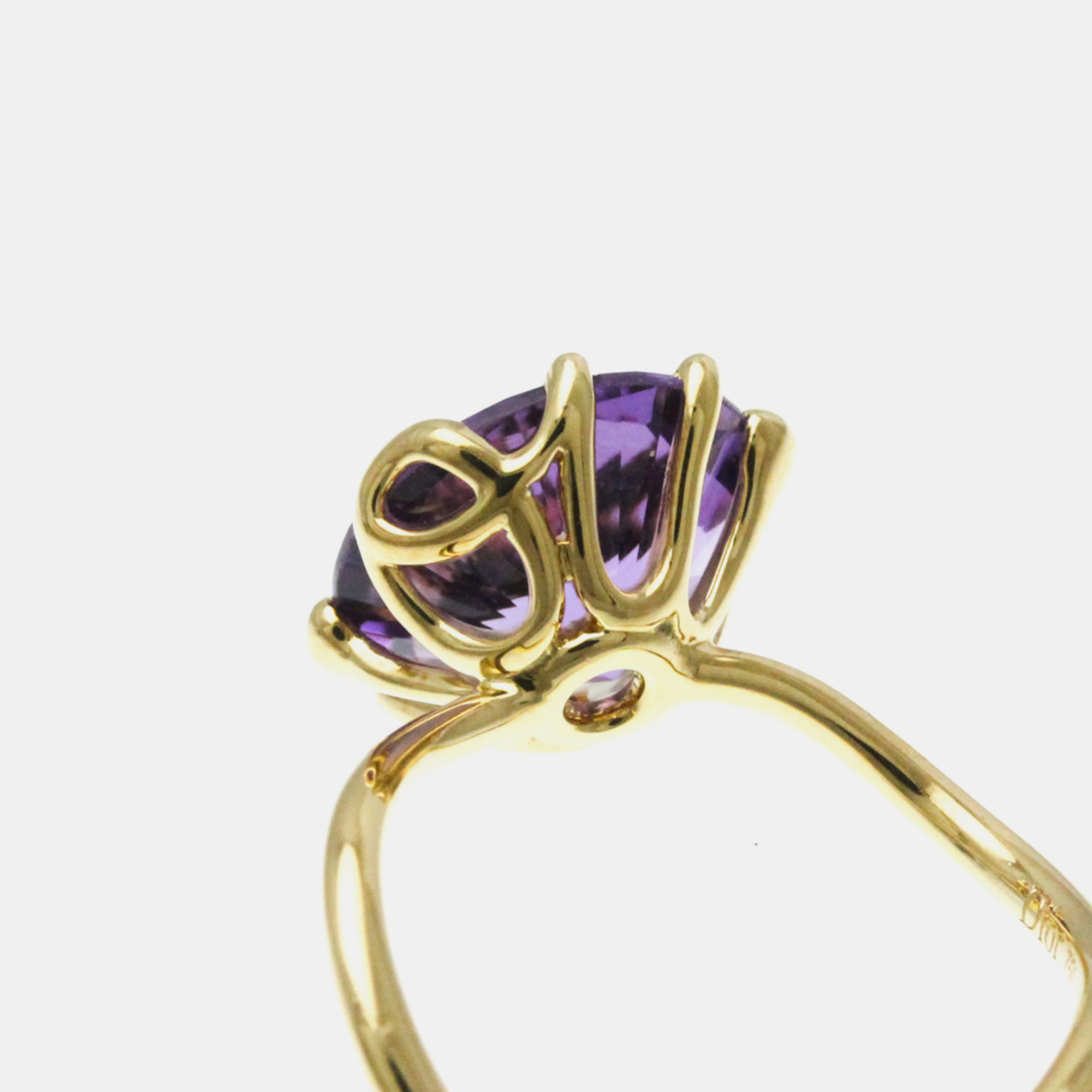 Christian Dior 18K Yellow Gold OUI Amethyst Ring