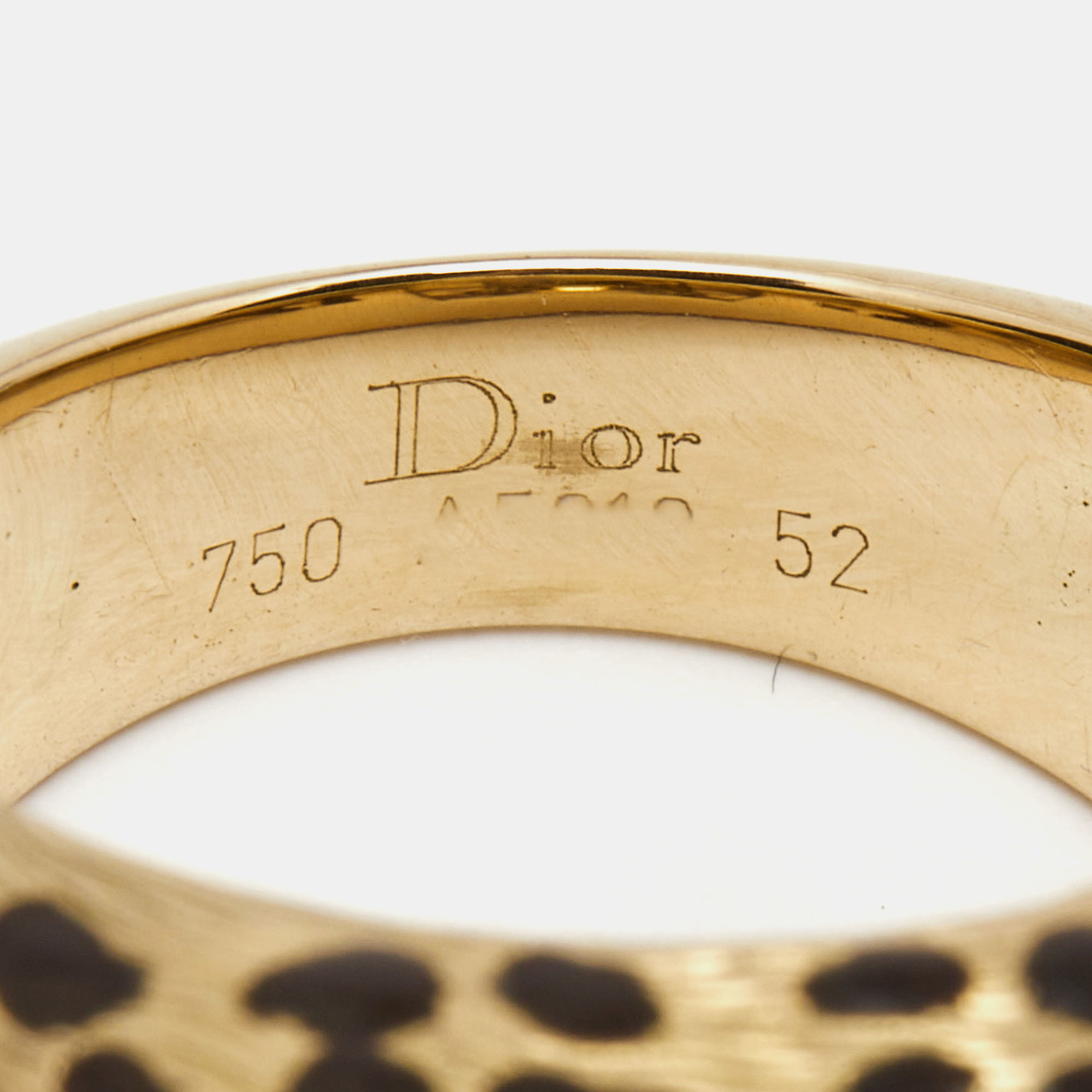 Dior Leopard Citrine Lacquer 18k Yellow Gold Ring Size 52