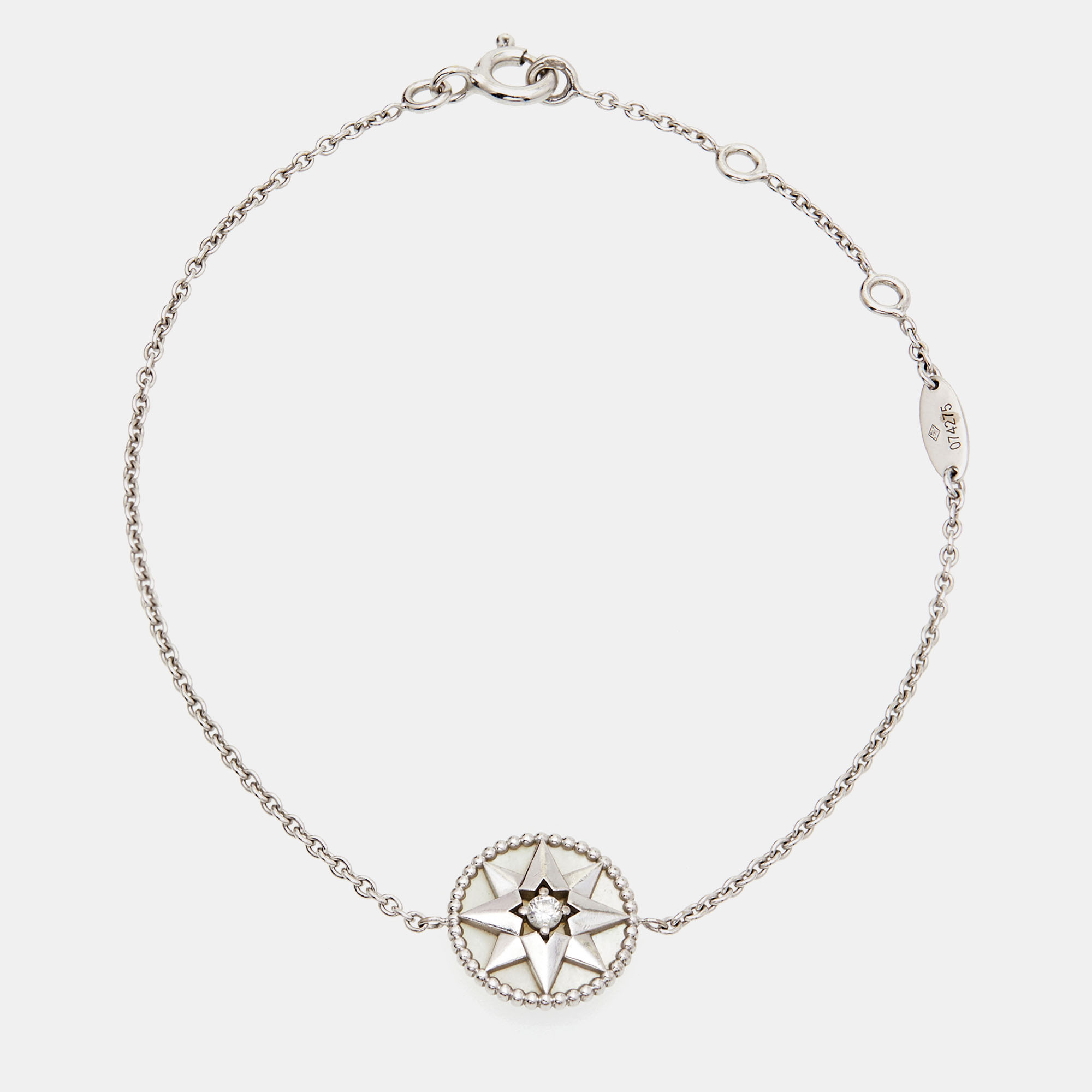 Dior Rose Des Vents Mother Of Pearl Diamond 18k White Gold Bracelet