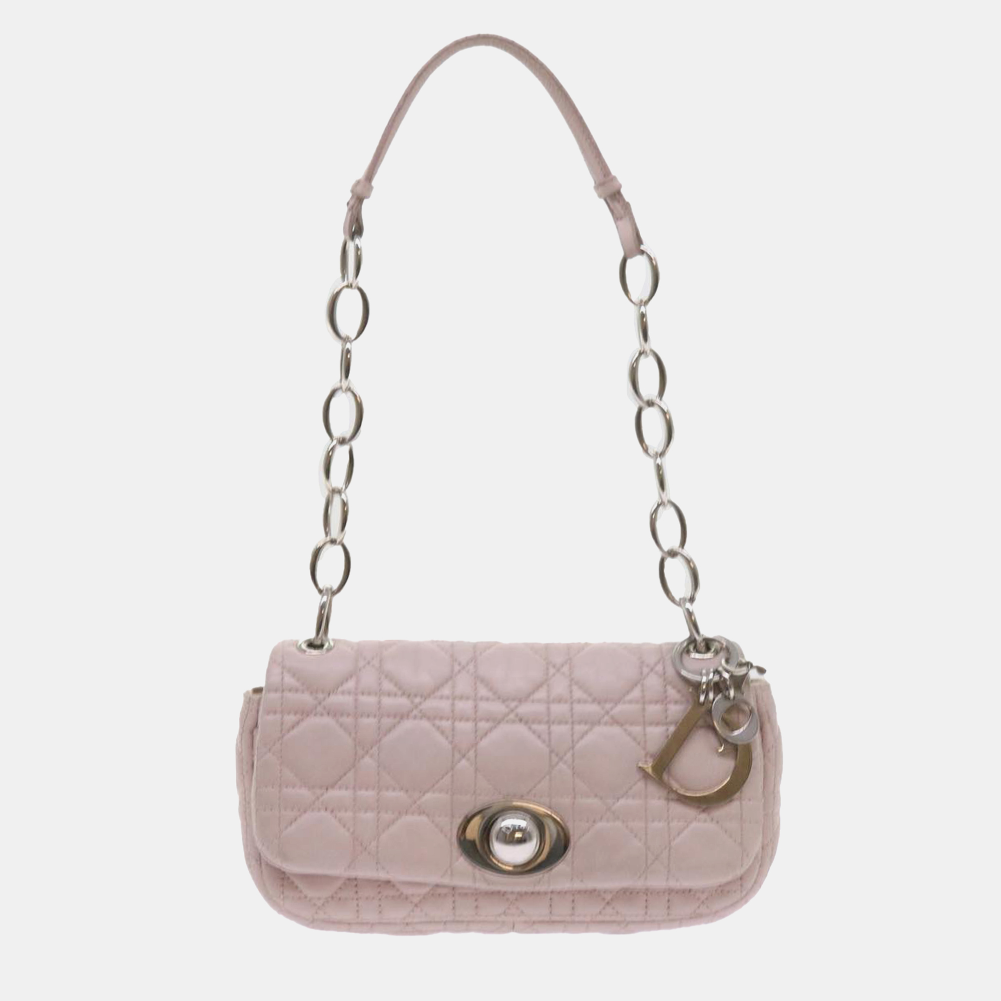 Dior pink leather rendezvous clutch bag