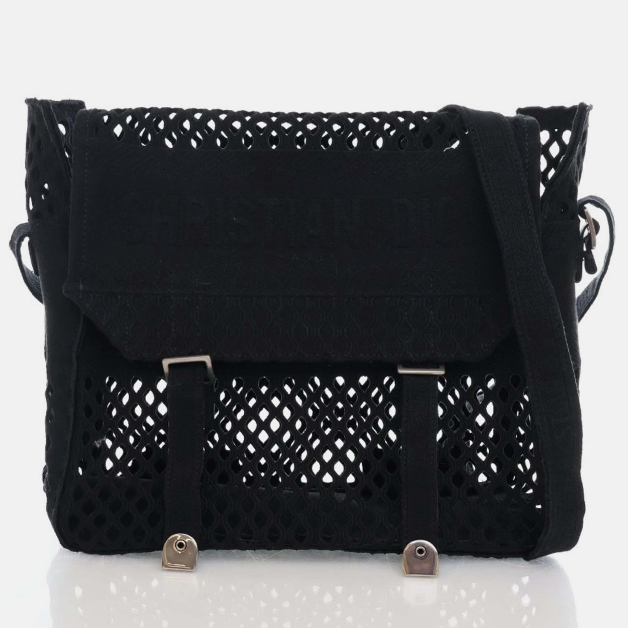 Dior black jacquard diorcamp messenger bag