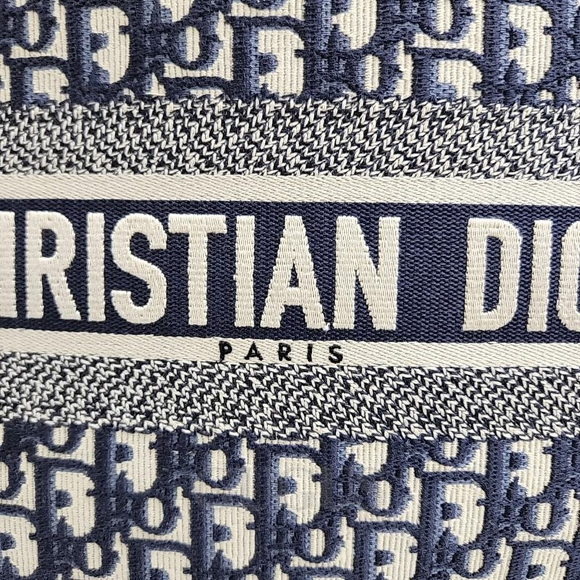 Christian Dior Navy Blue Canvas Oblique Book Tote 42 Bag