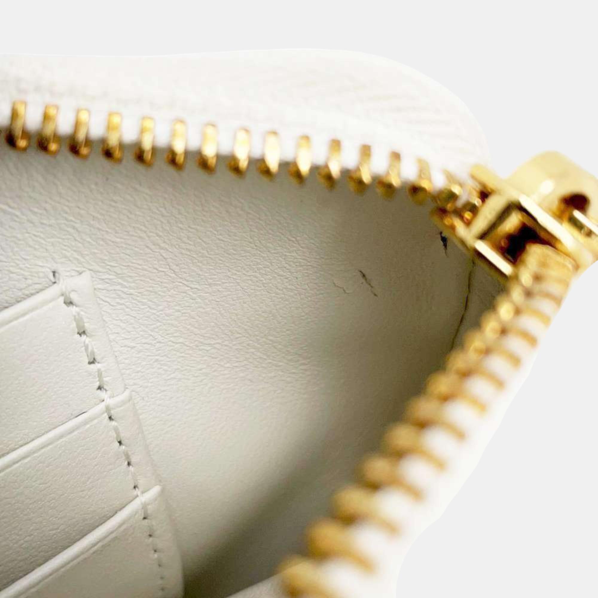 Dior White Leather Cannage Caro Chain Shoulder Bag