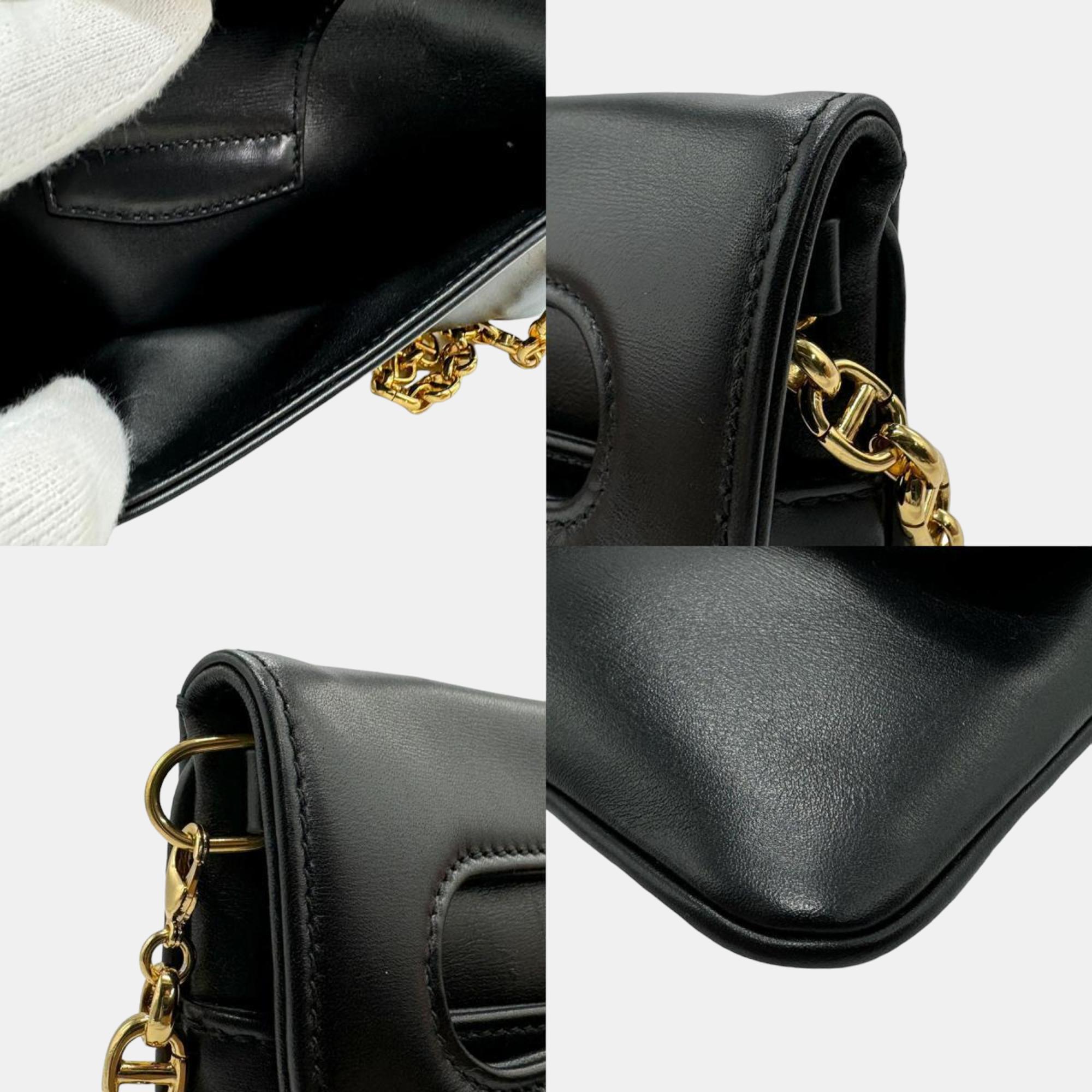 Dior Black Leather Medium DiorDouble Chain Bag