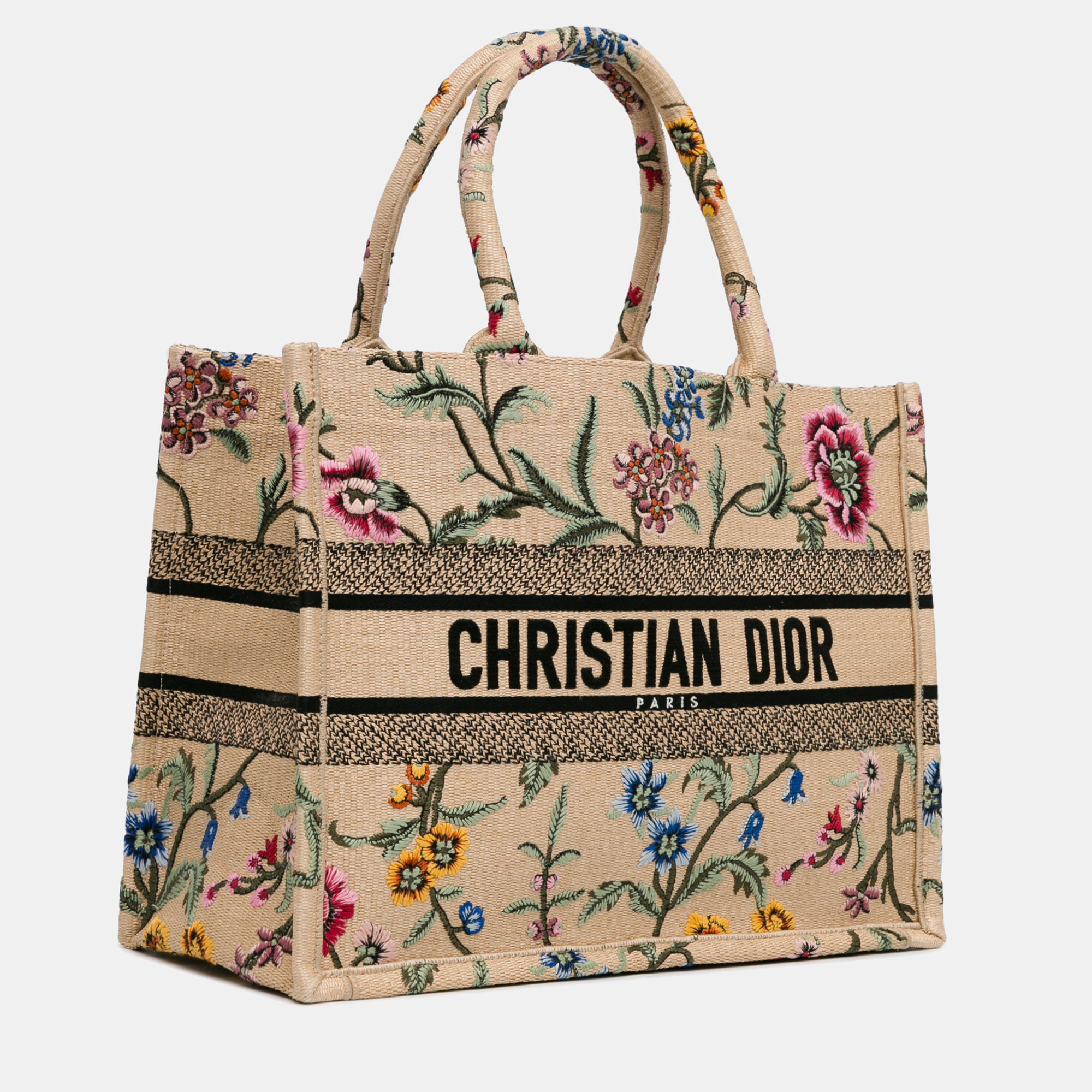 Dior Medium Raffia Petite Fleurs Book Tote