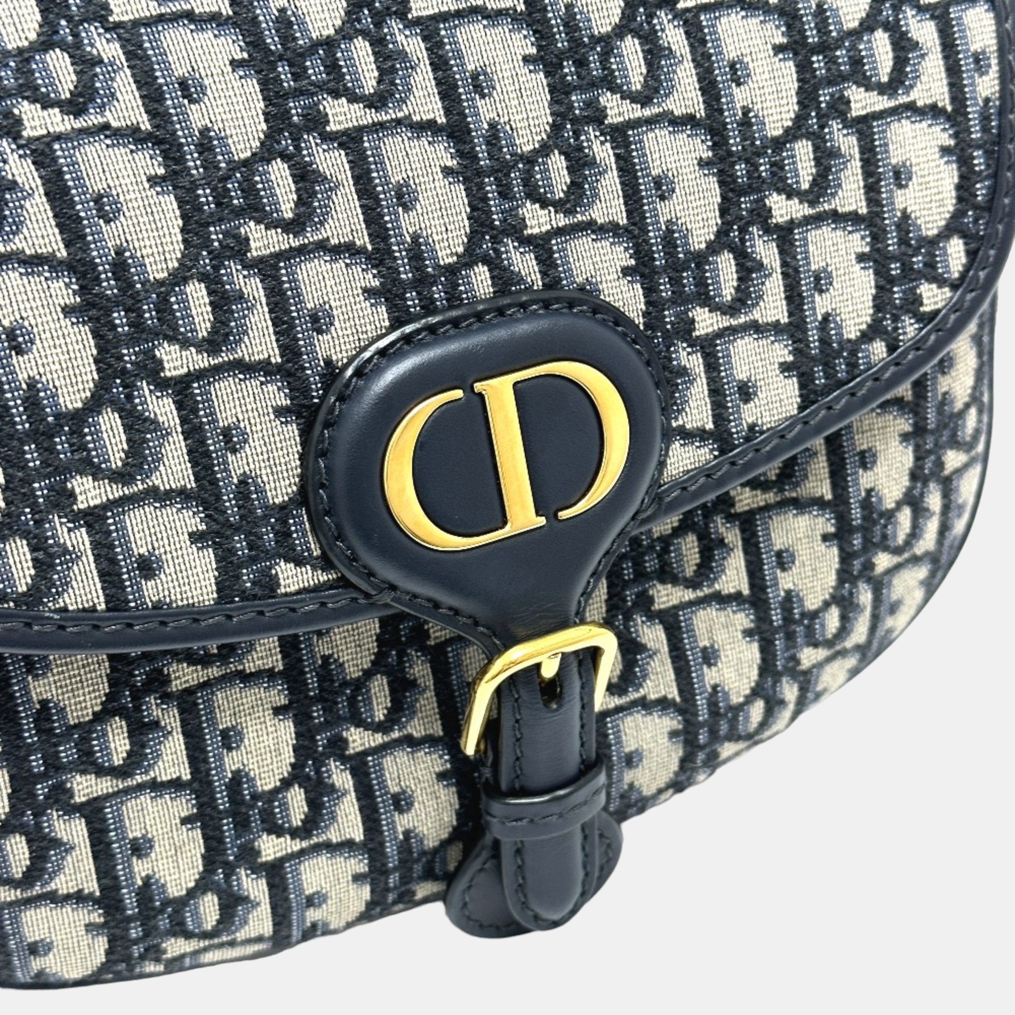 Dior Navy Blue Oblique Canvas Medium Bobby Flap Crossbody Bag