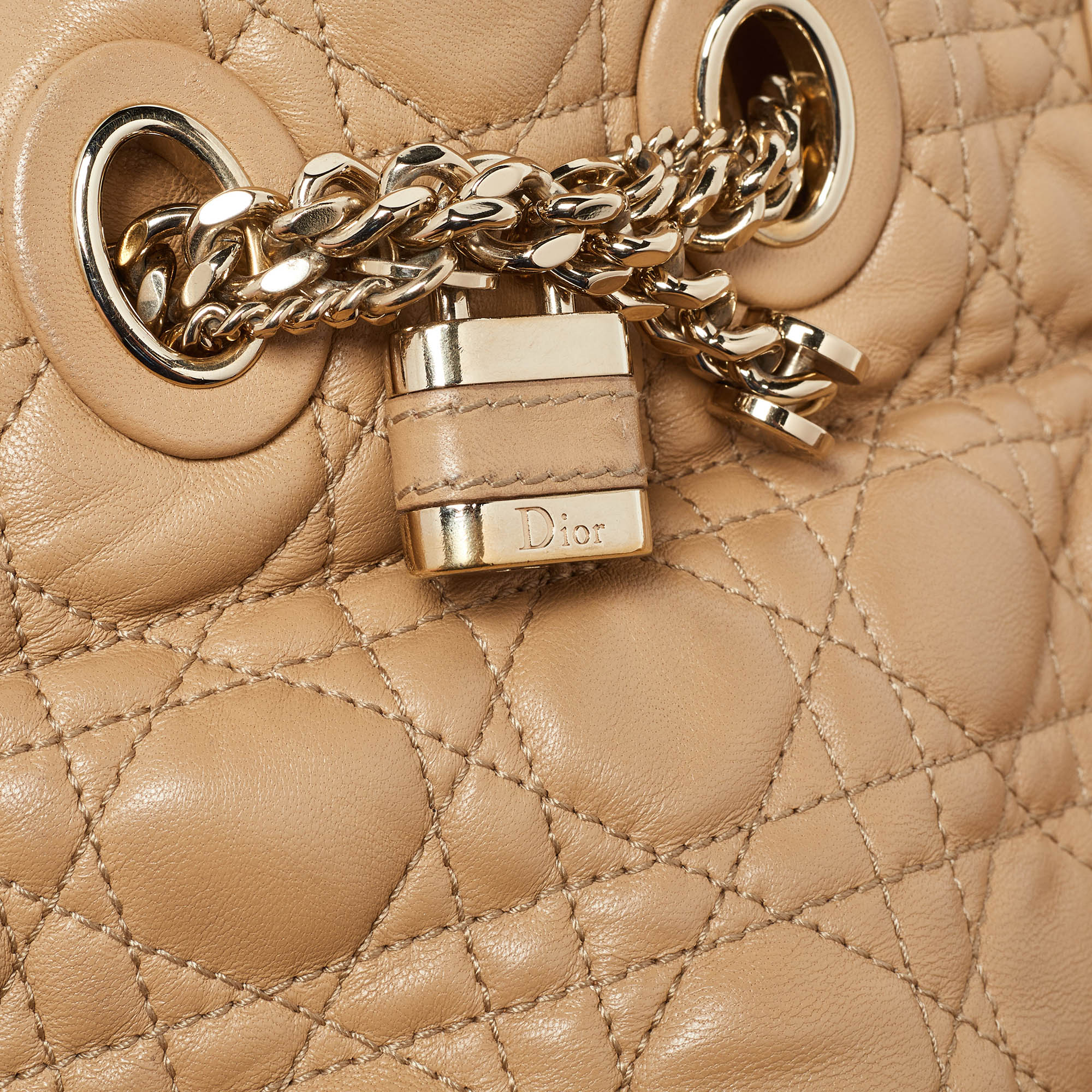 Dior Beige Cannage Leather Chri Chri Chain Tote