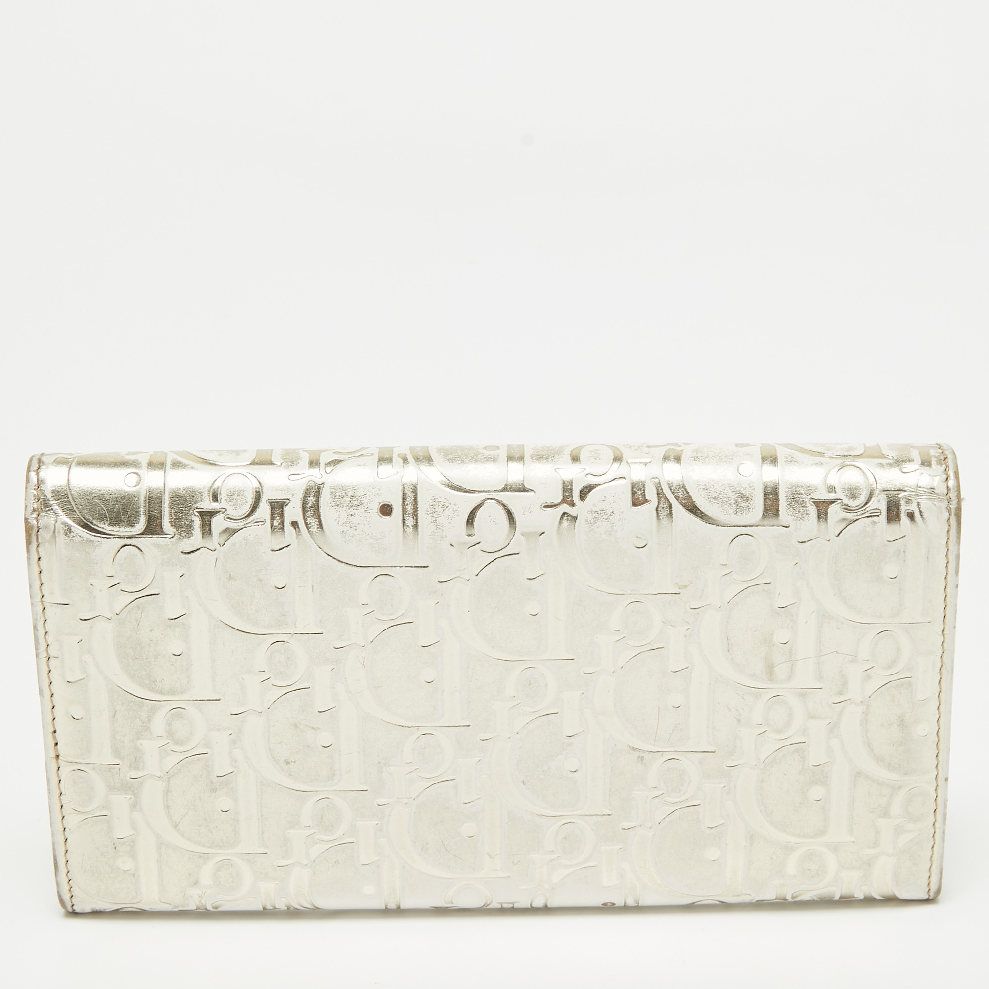 Dior Gold Oblique Embossed Patent Leather Continental Wallet