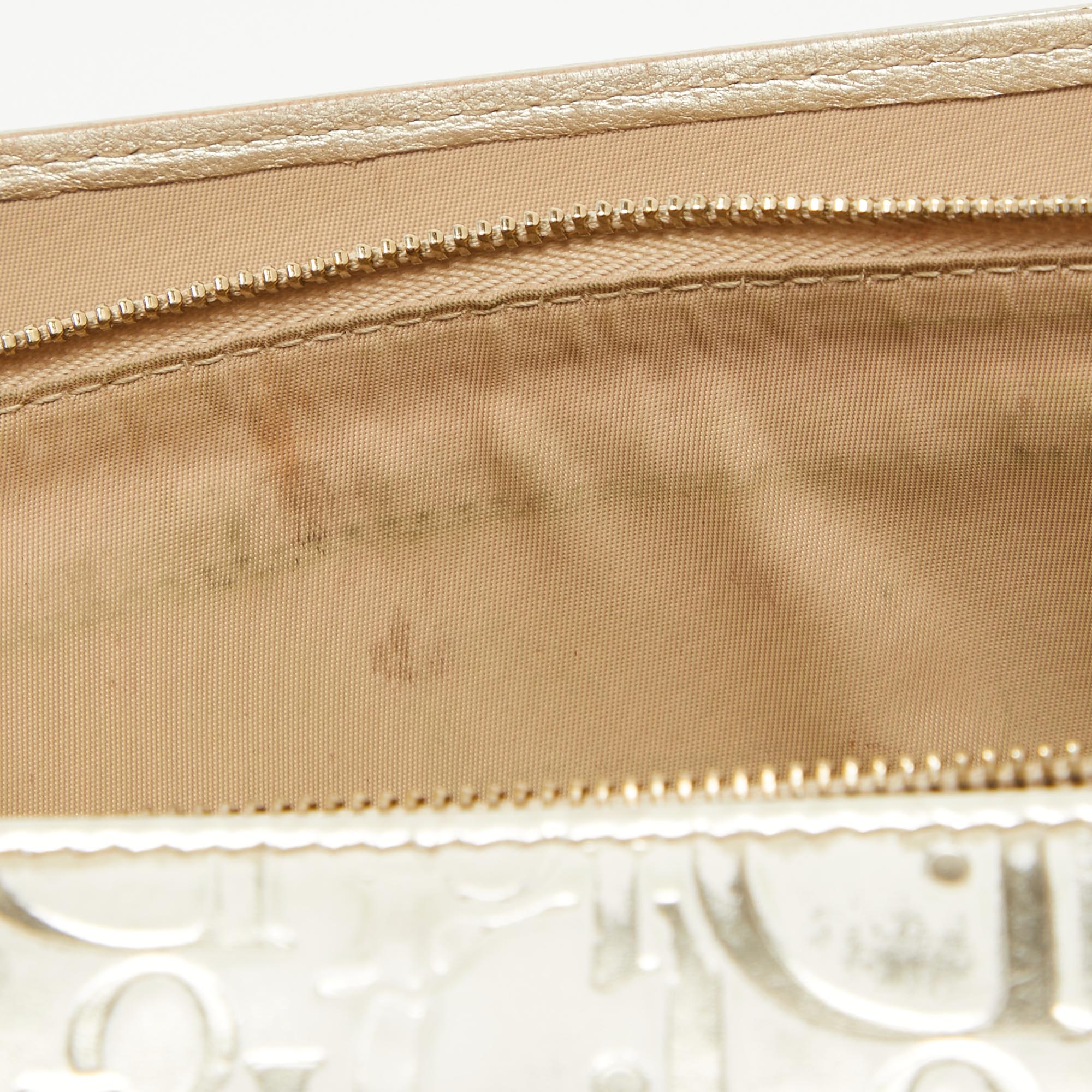 Dior Gold Oblique Embossed Patent Leather Continental Wallet