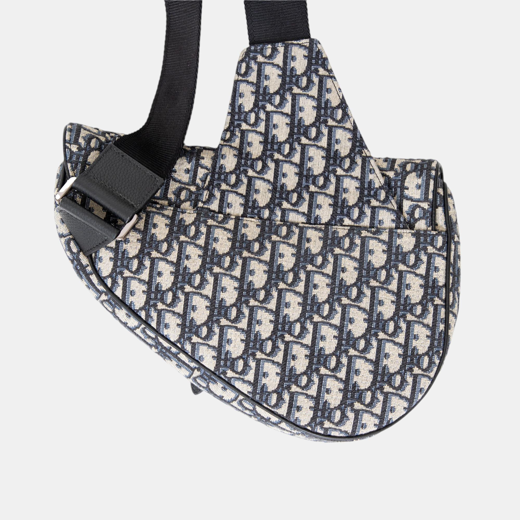 Dior Black Oblique Jacquard Saddle Shoulder Bags