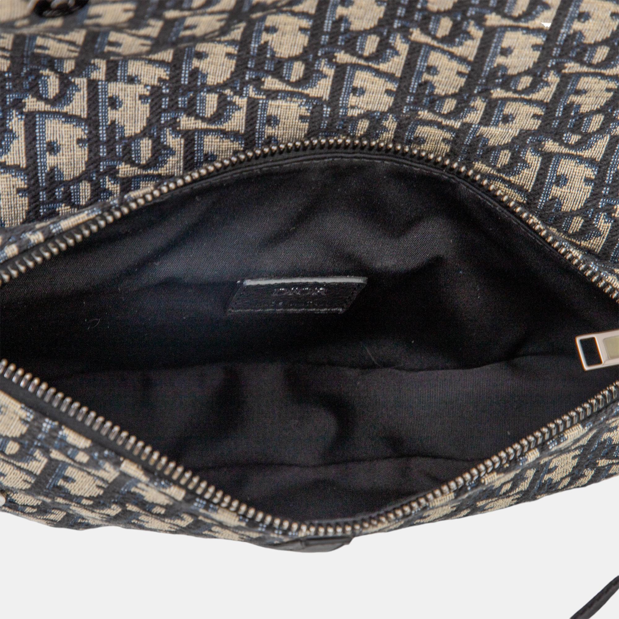 Dior Black Oblique Jacquard Saddle Shoulder Bags