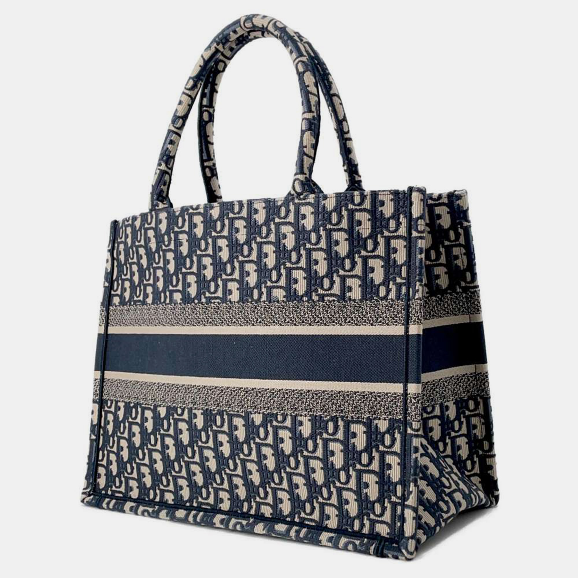 Dior Navy Blue Oblique Canvas  Book Tote Bag