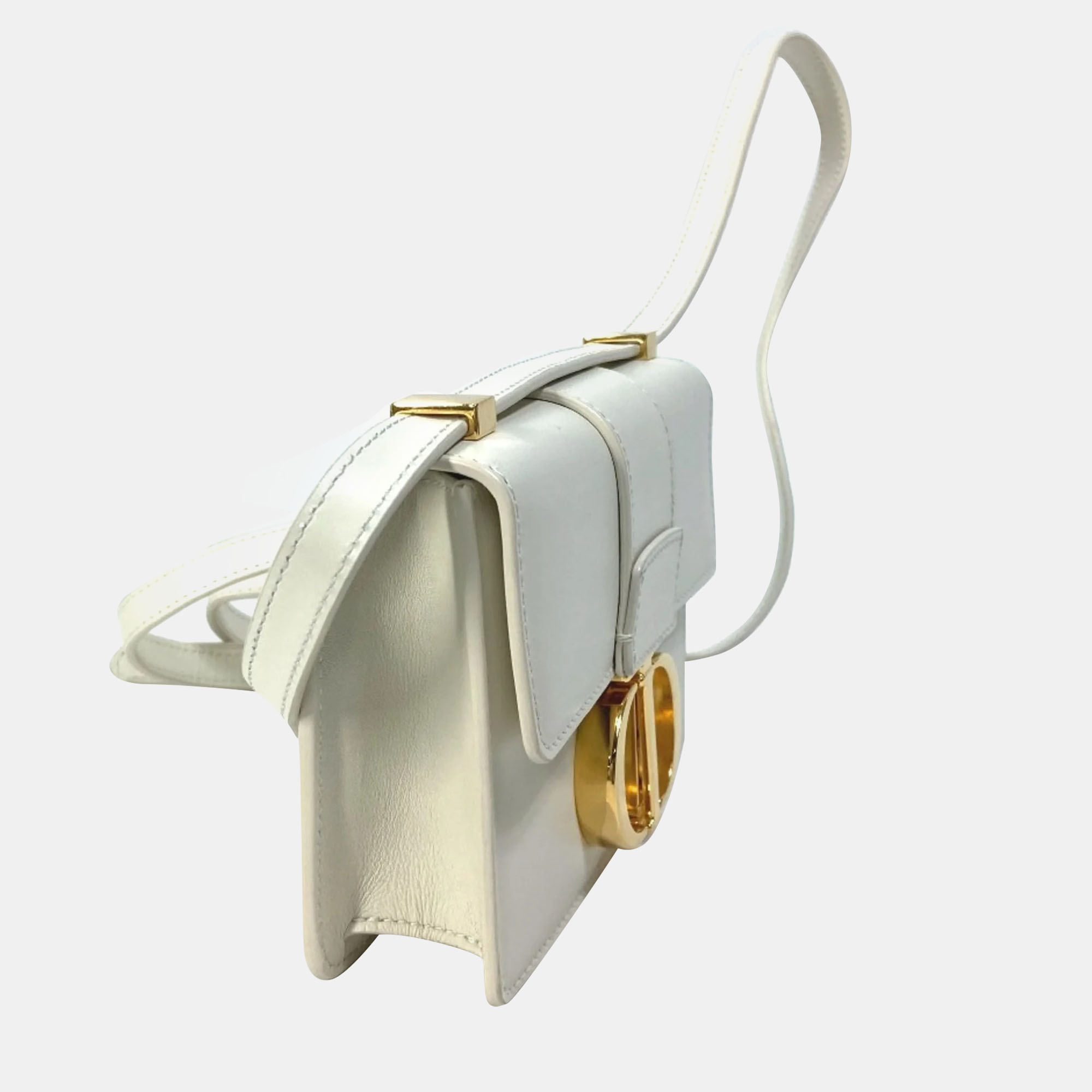 Dior White Leather 30 Montaigne Shoulder Bags