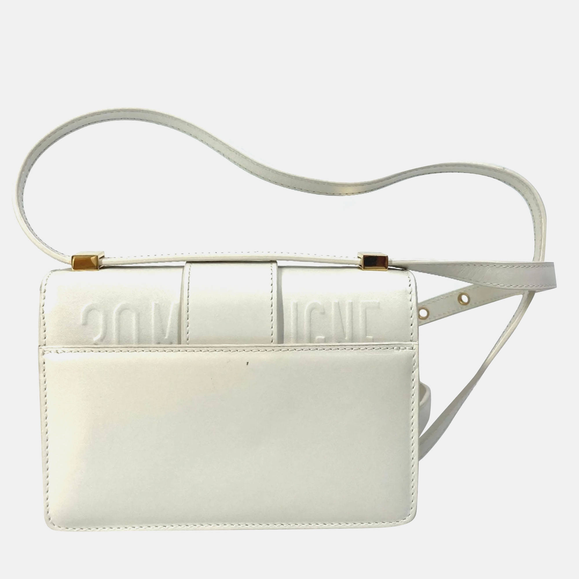 Dior White Leather 30 Montaigne Shoulder Bags