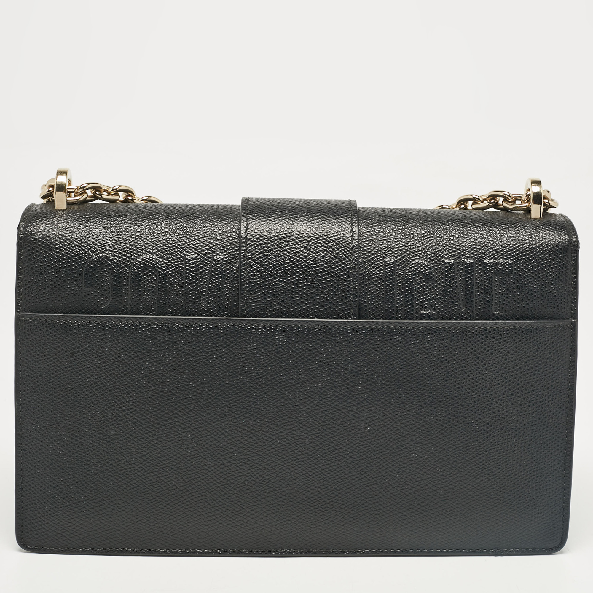 Dior Black Leather Montaigne 30 Flap Shoulder Bag