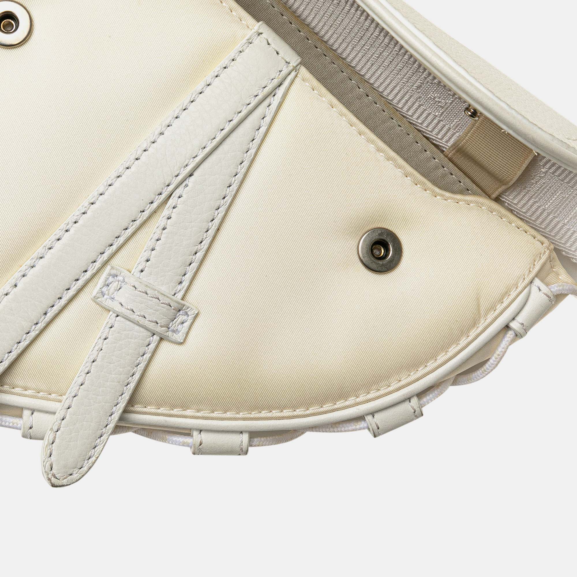 Dior White Fabric And Leather Sacai Technical Saddle Bag