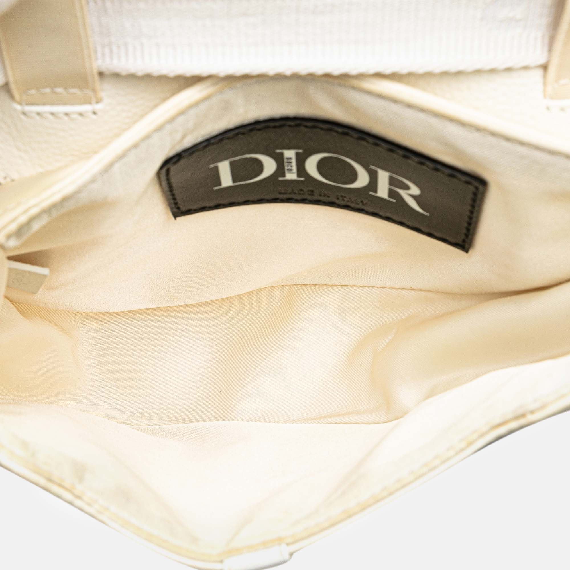 Dior White Fabric And Leather Sacai Technical Saddle Bag