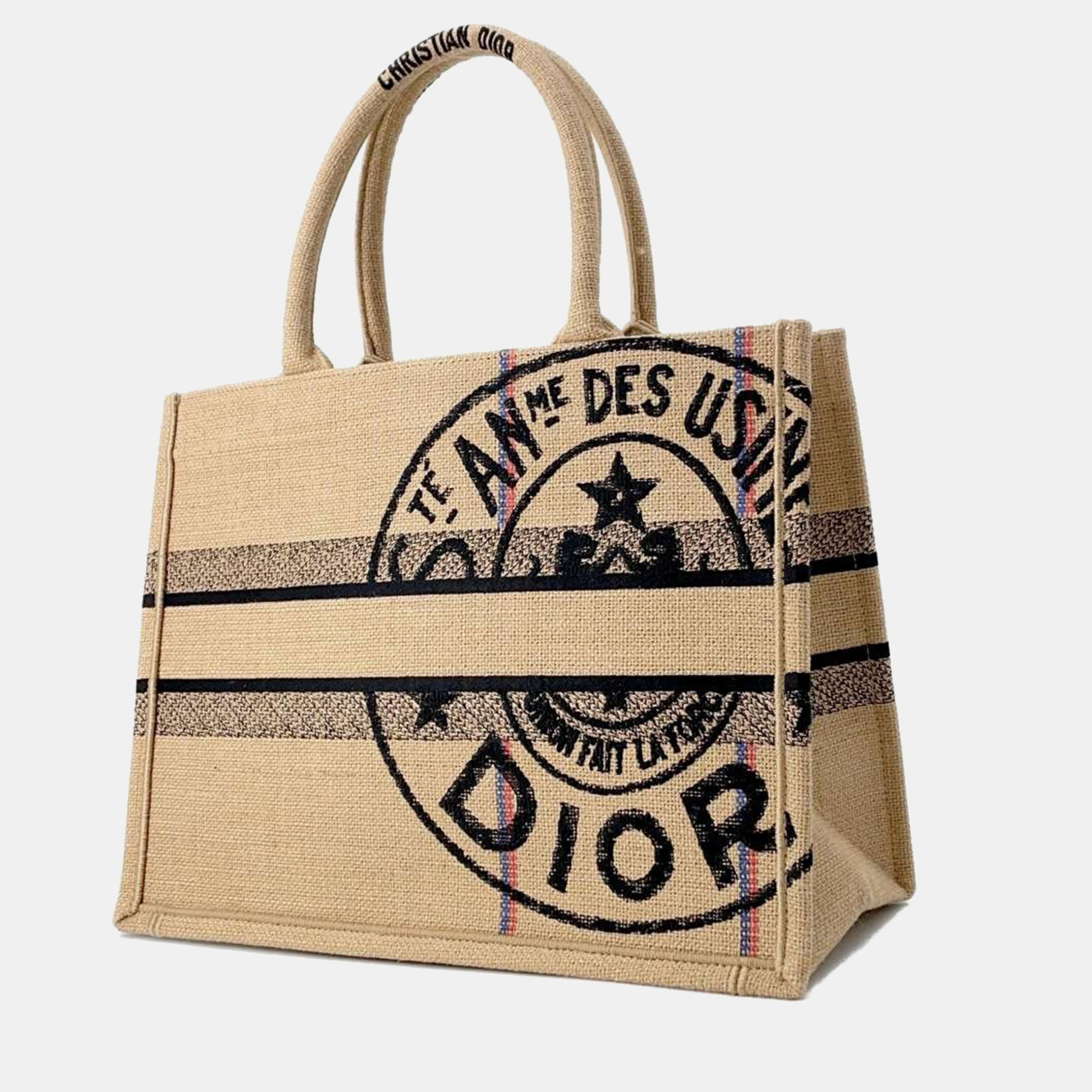 Dior Beige Canvas Book Tote Medium Bag