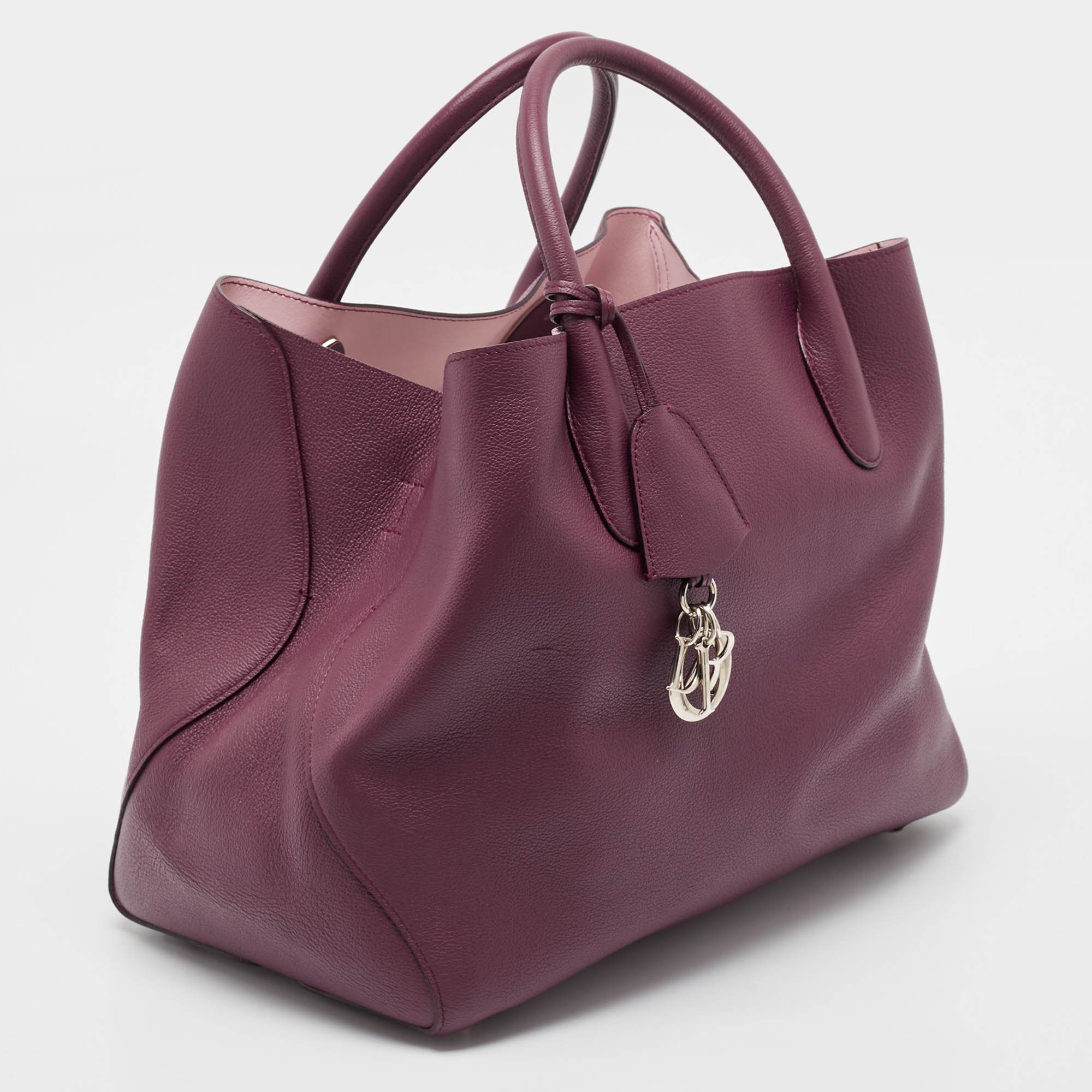 Dior Burgundy Leather Large Open Bar Tote