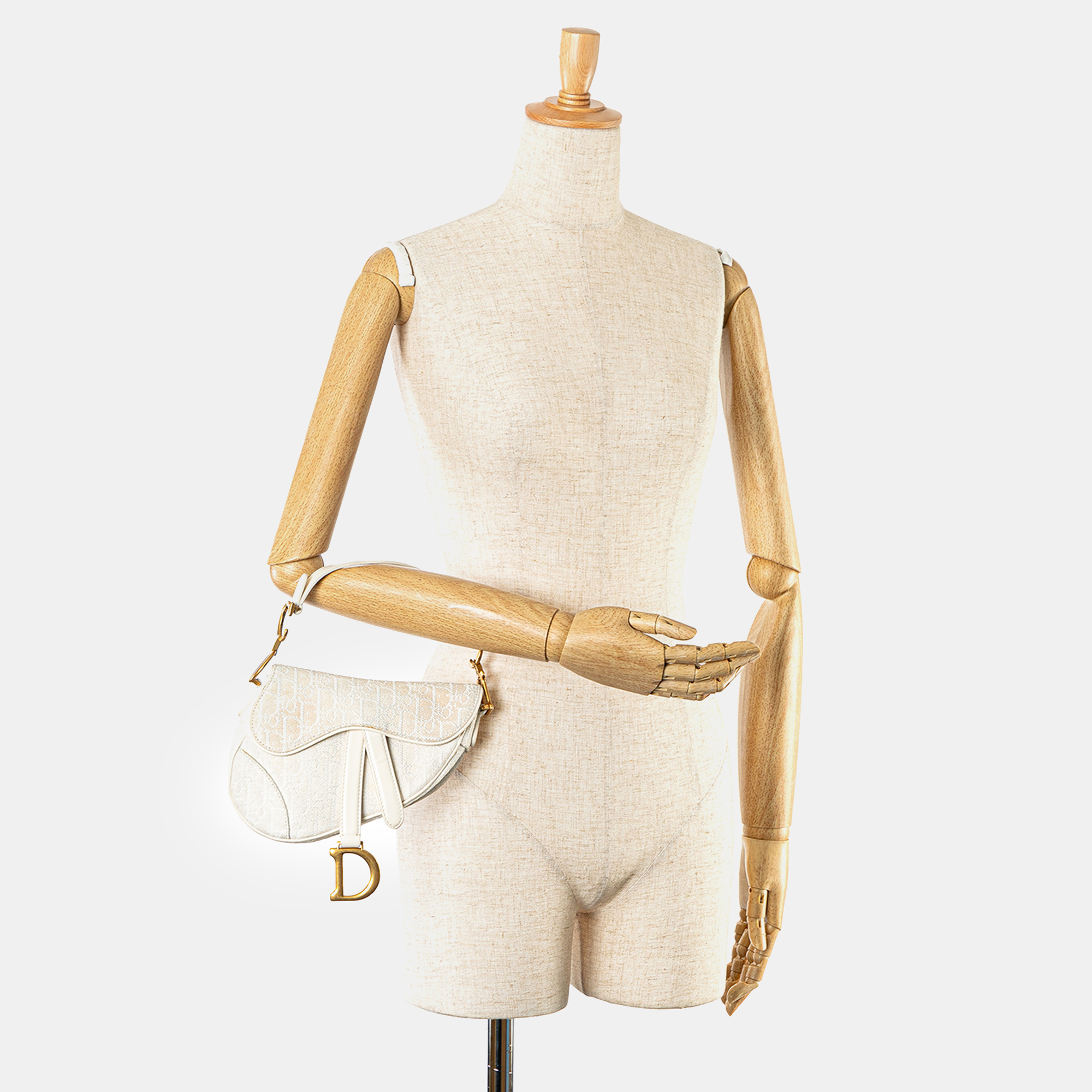 Dior Beige Canvas Mini Oblique Saddle Bag